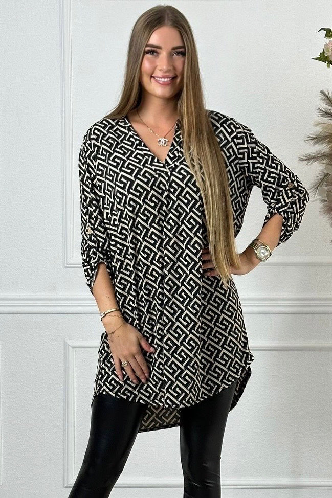 Perfect Basic Maze Tunic - Beige/Black - Image 3