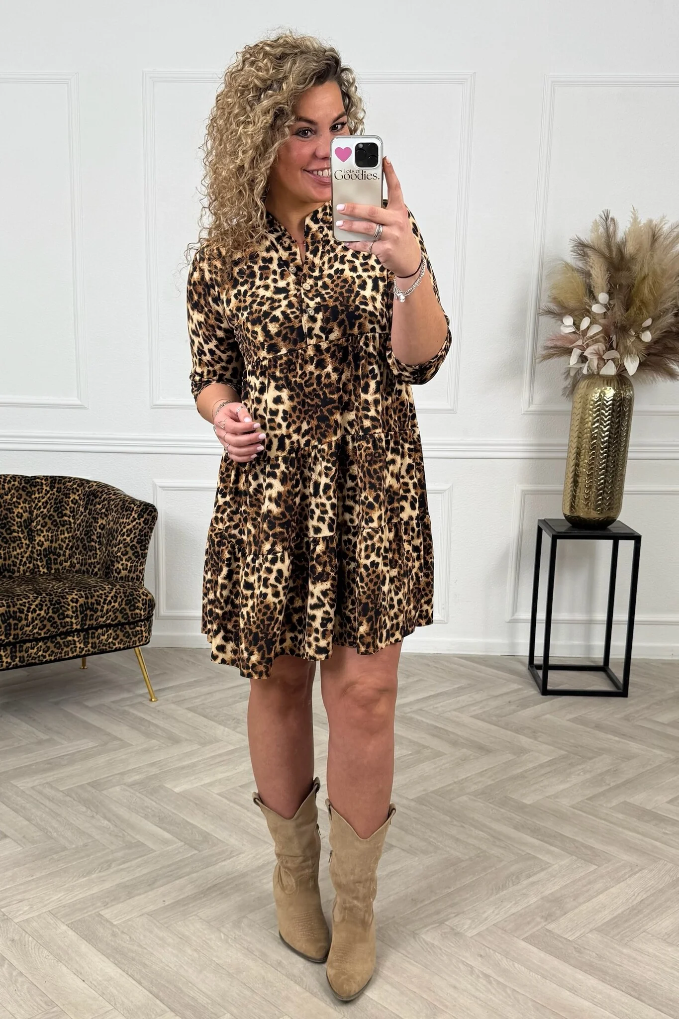 Perfect Basic Panther Dress - Brown/Beige - Image 2