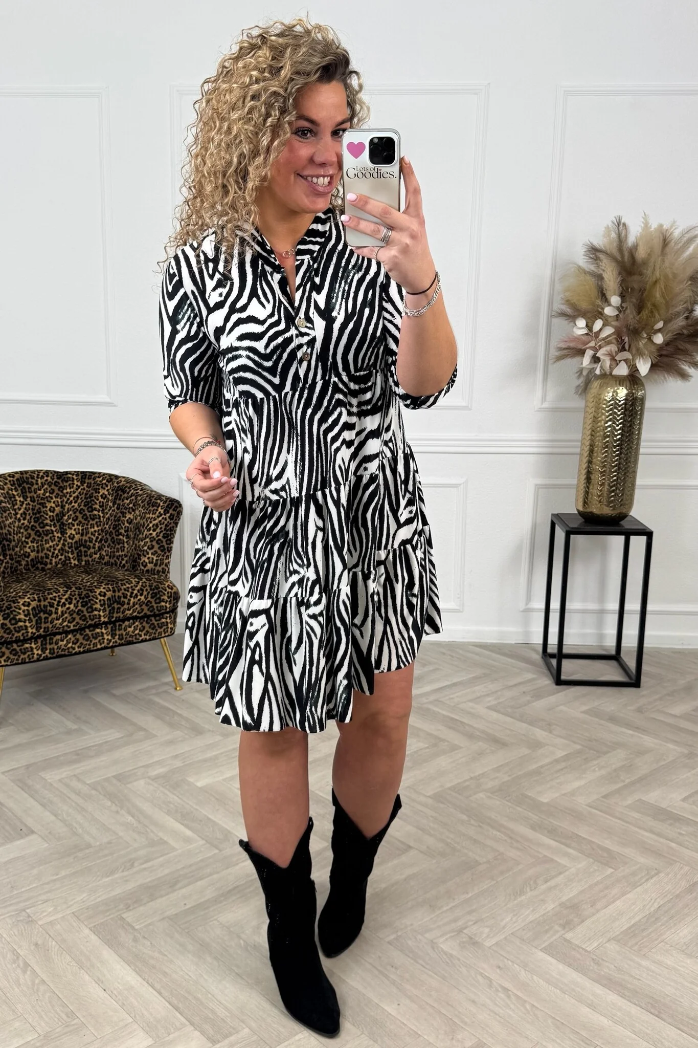 Perfect Basic Zebra Dress - Black/White - Image 2