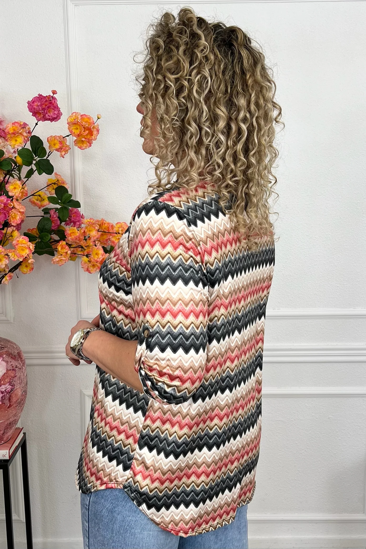 Perfect Basic Zigzag Blouse - Black - Image 4