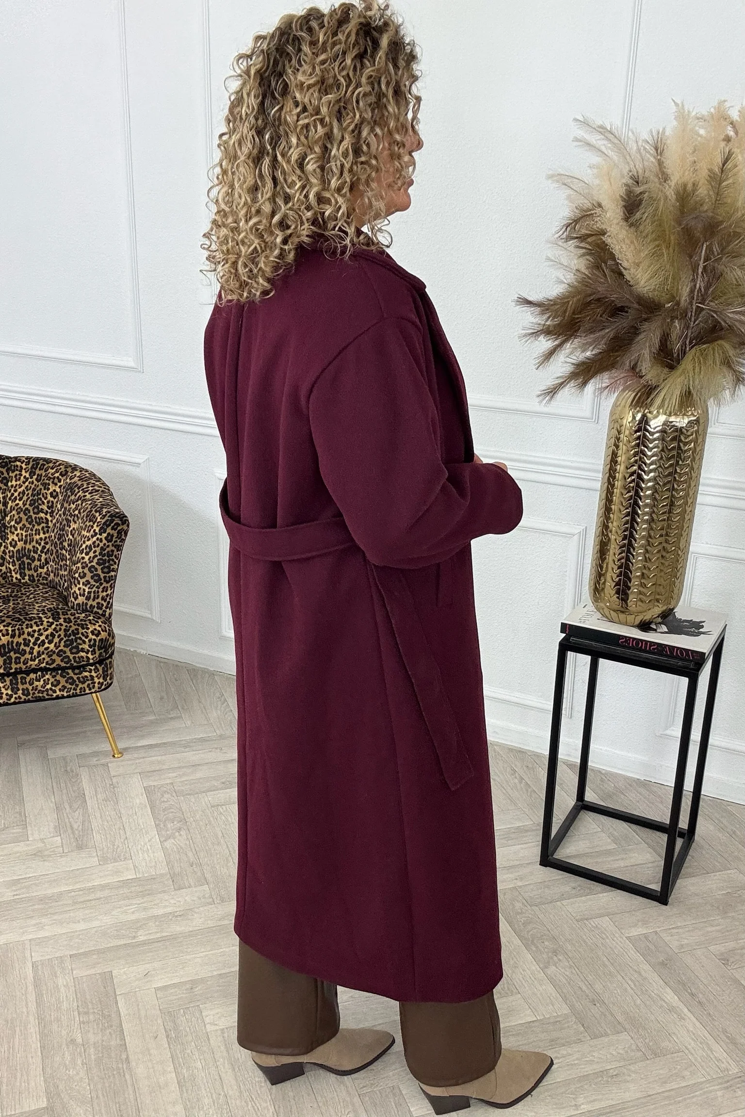 Perfect Belt Coat - Bordeaux - Image 3