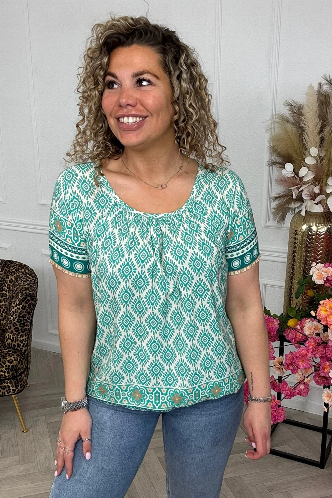 Perfect Bohemian Balloon Top - Green - Image 2