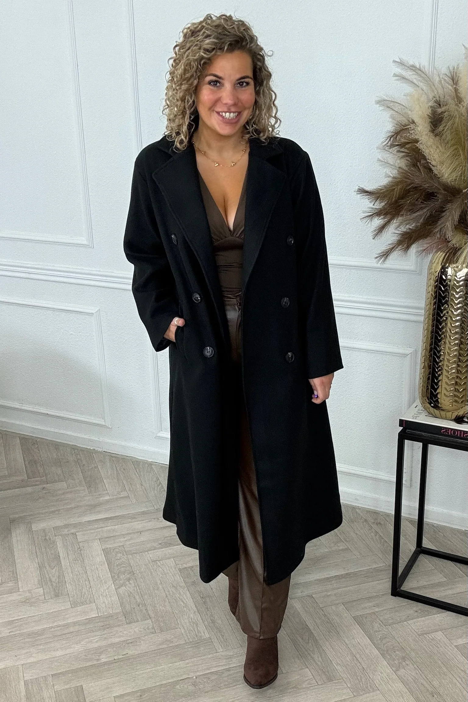 Perfect Button Coat - Black - Image 3