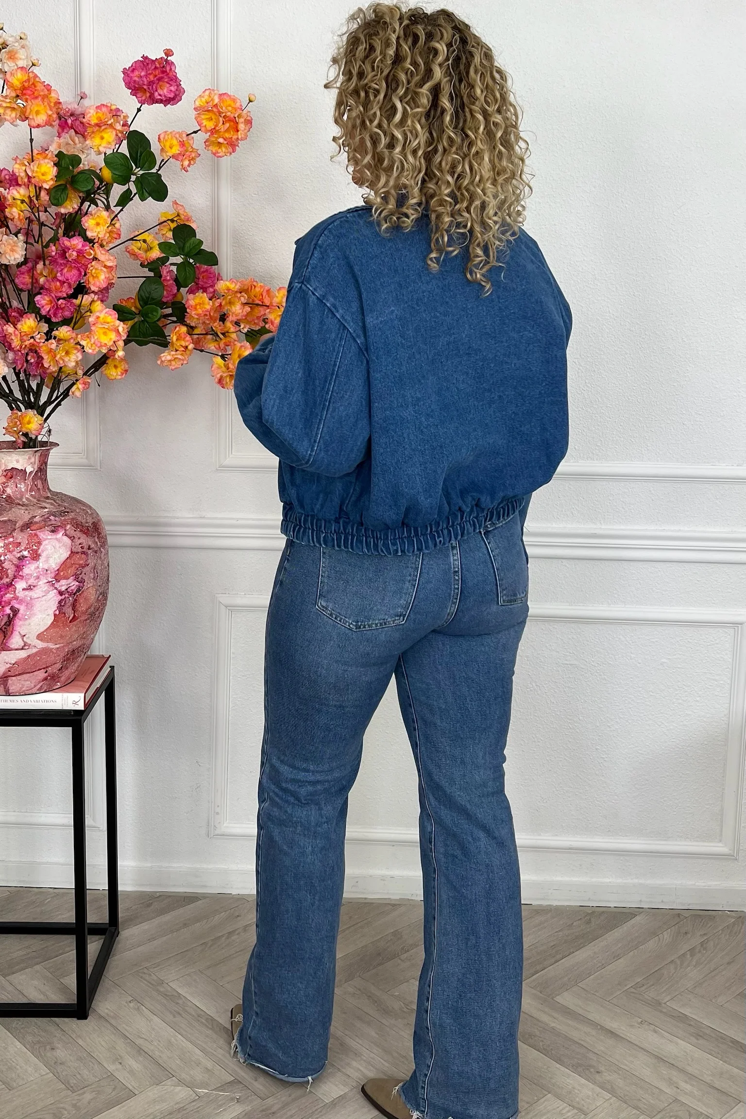 Perfect Denim Bomber Jacket - Blue - Image 4