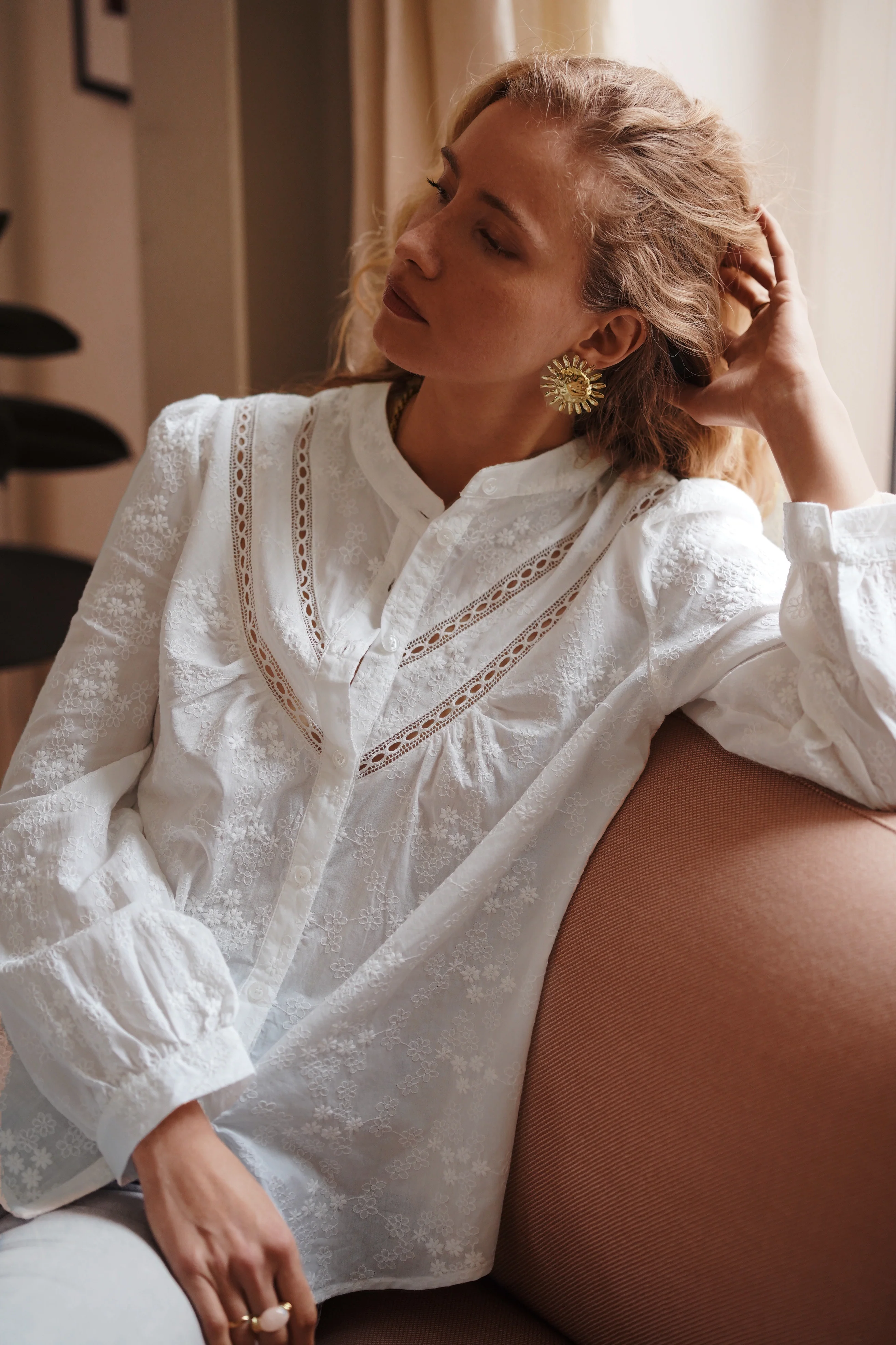 Perfect Elegant Embroidered Blouse - White - Image 2