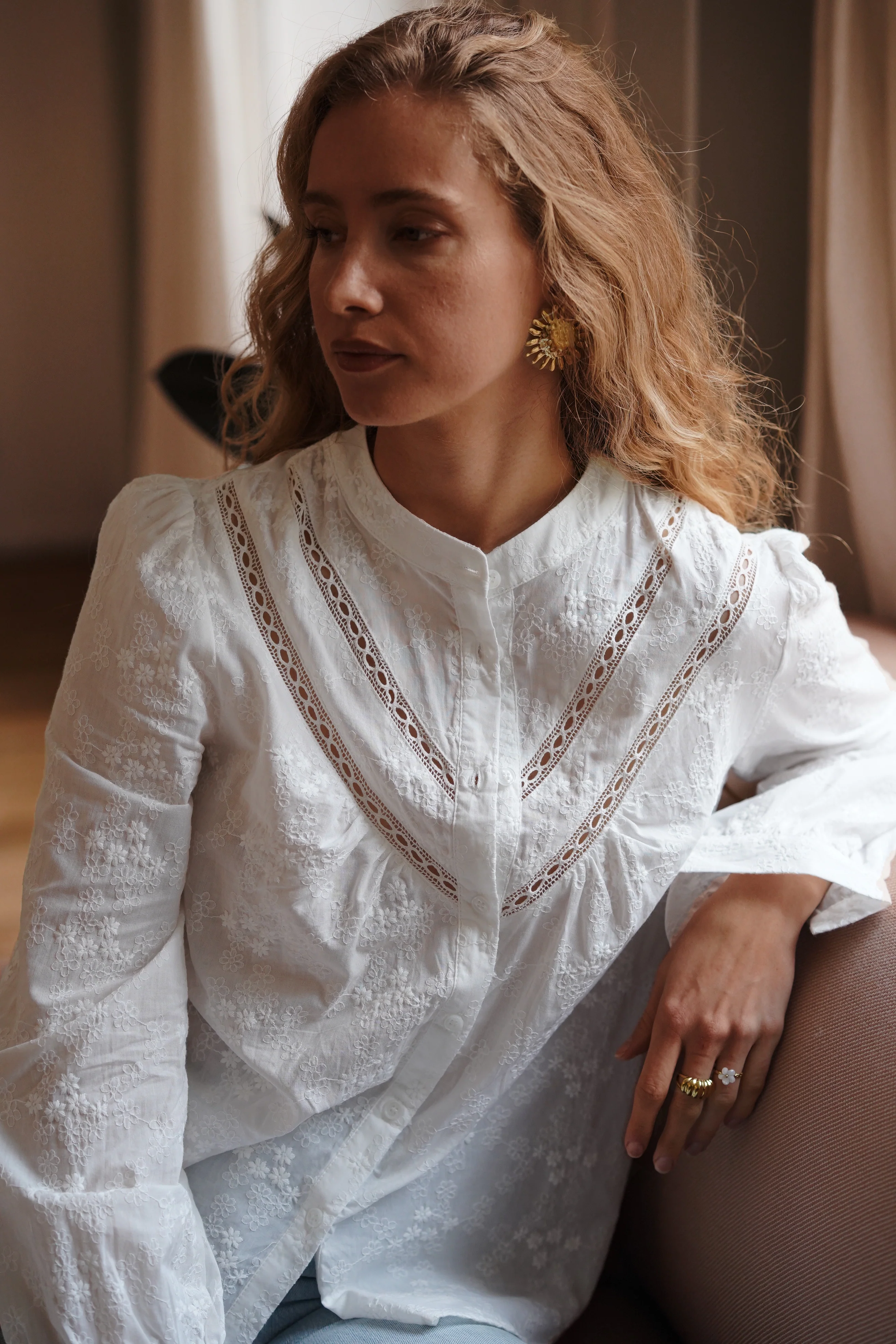 Perfect Elegant Embroidered Blouse - White - Image 5