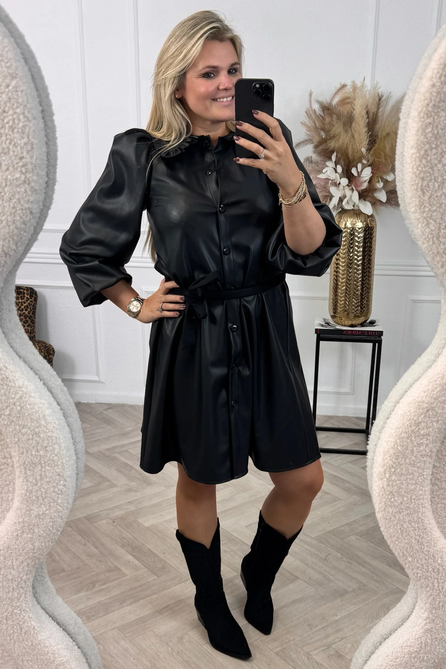 Perfect Faux Leather Dress - Black - Image 4