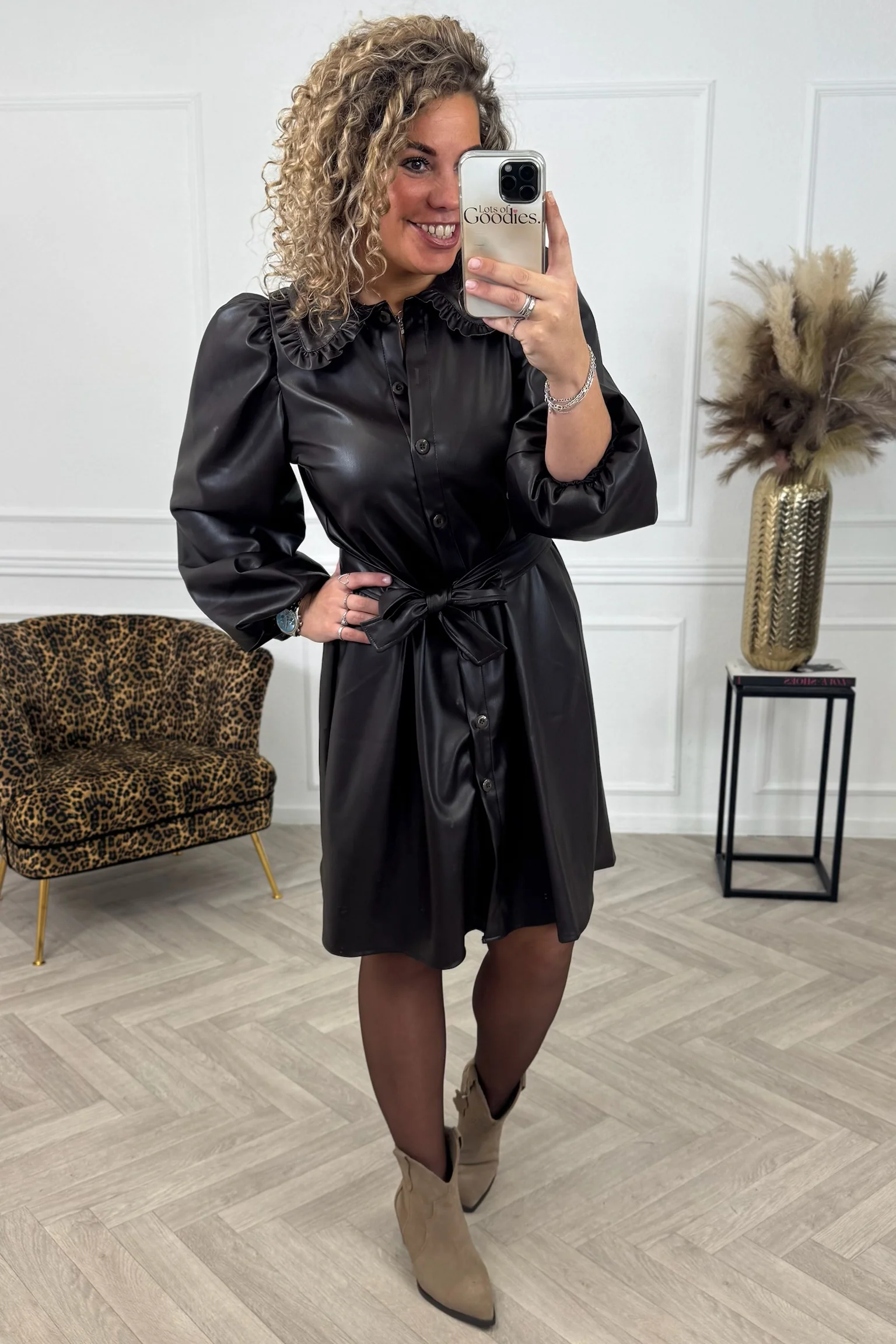 Perfect Faux Leather Dress - Dark Brown - Image 3