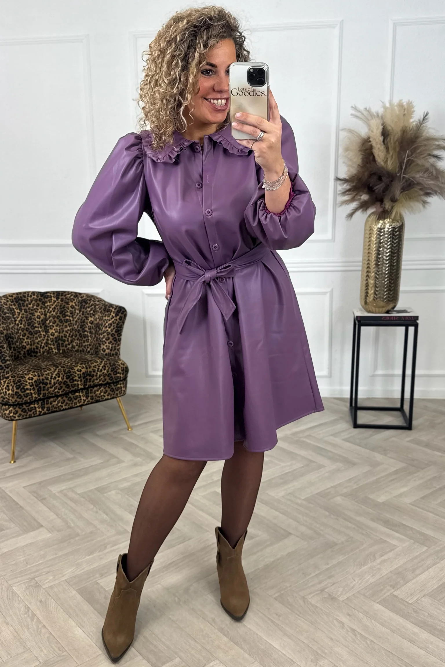 Perfect Faux Leather Dress - Mauve - Image 3