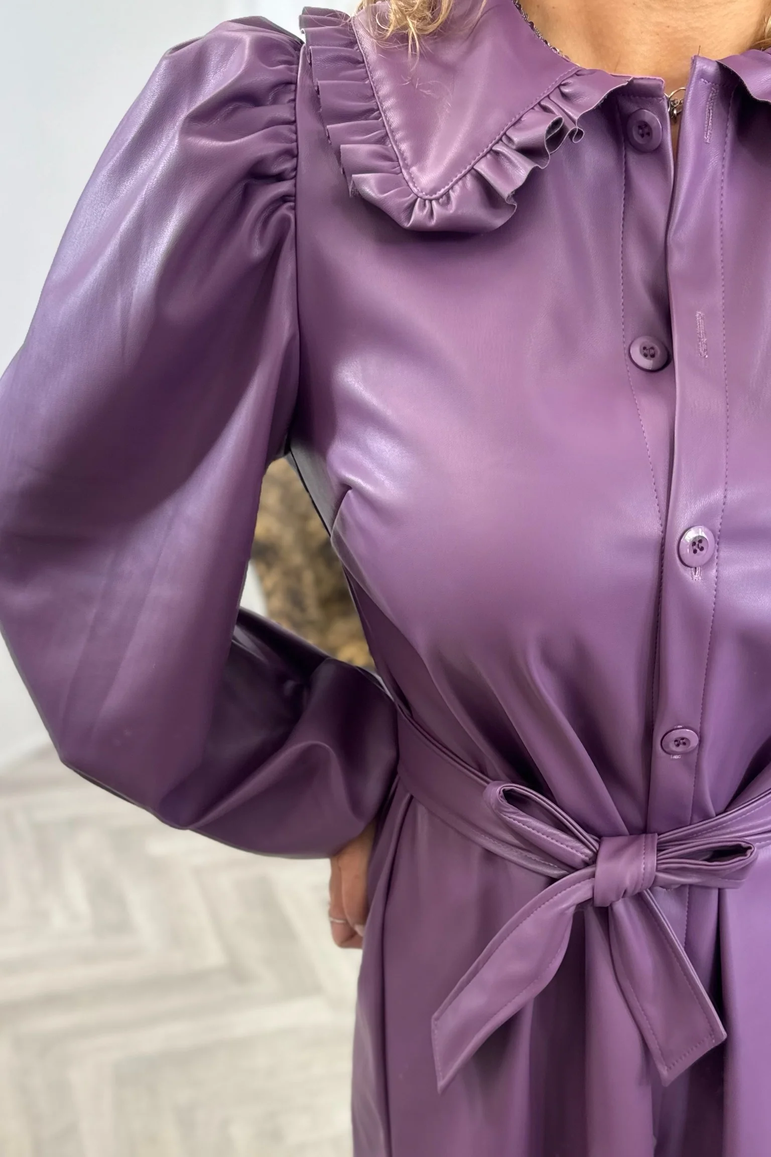 Perfect Faux Leather Dress - Mauve - Image 5