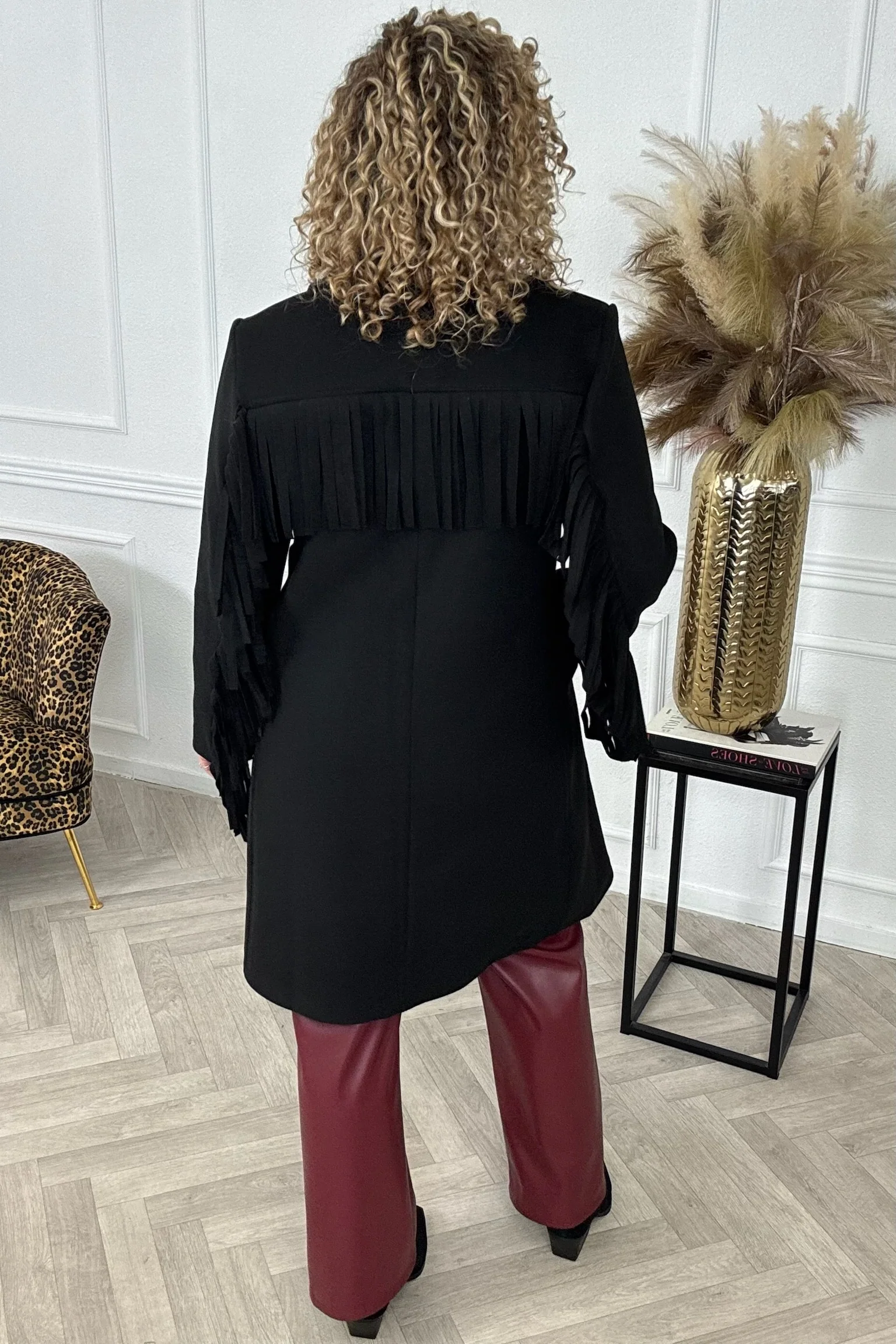 Perfect Fringe Coat - Black - Image 2