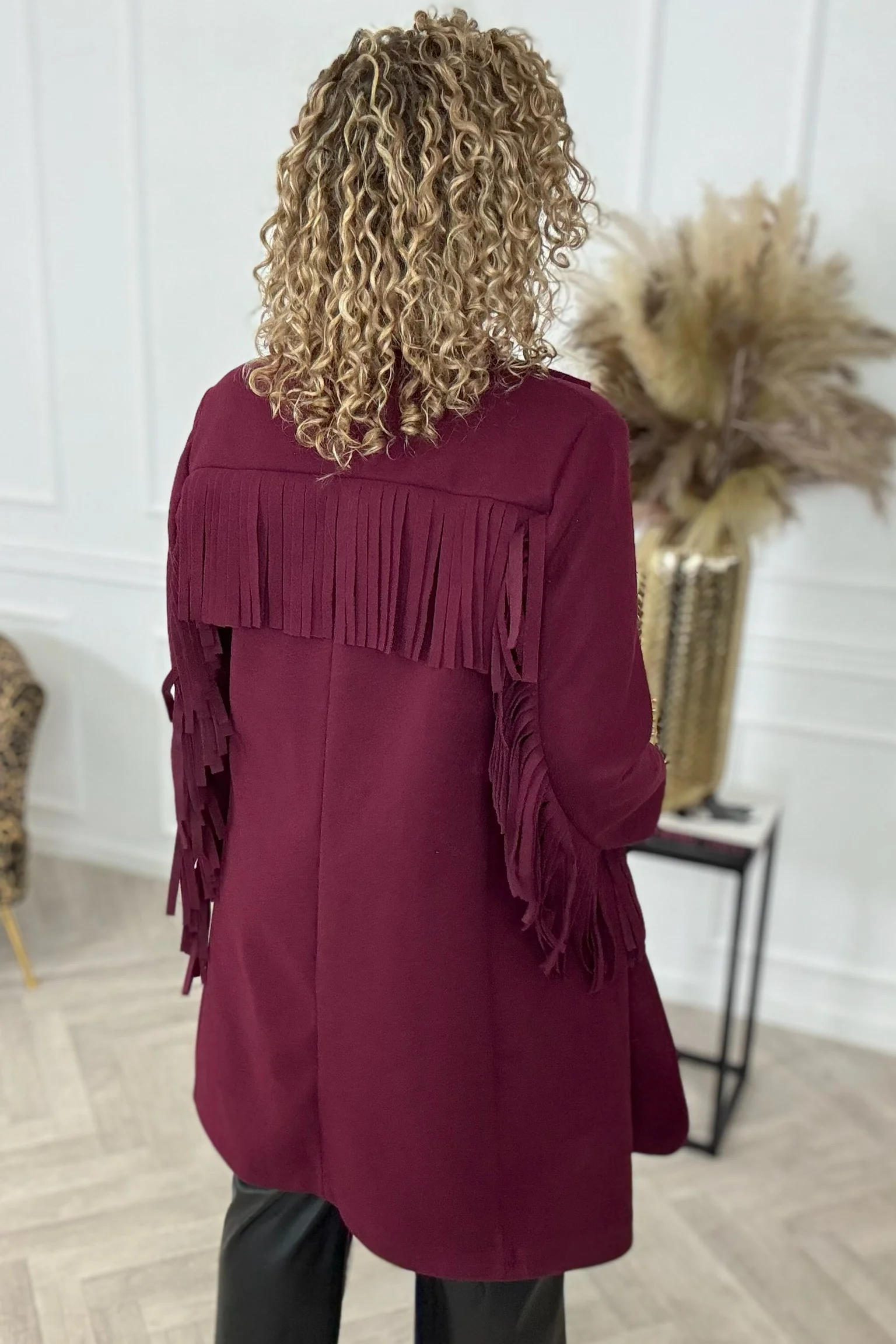 Perfect Fringe Coat - Bordeaux - Image 4