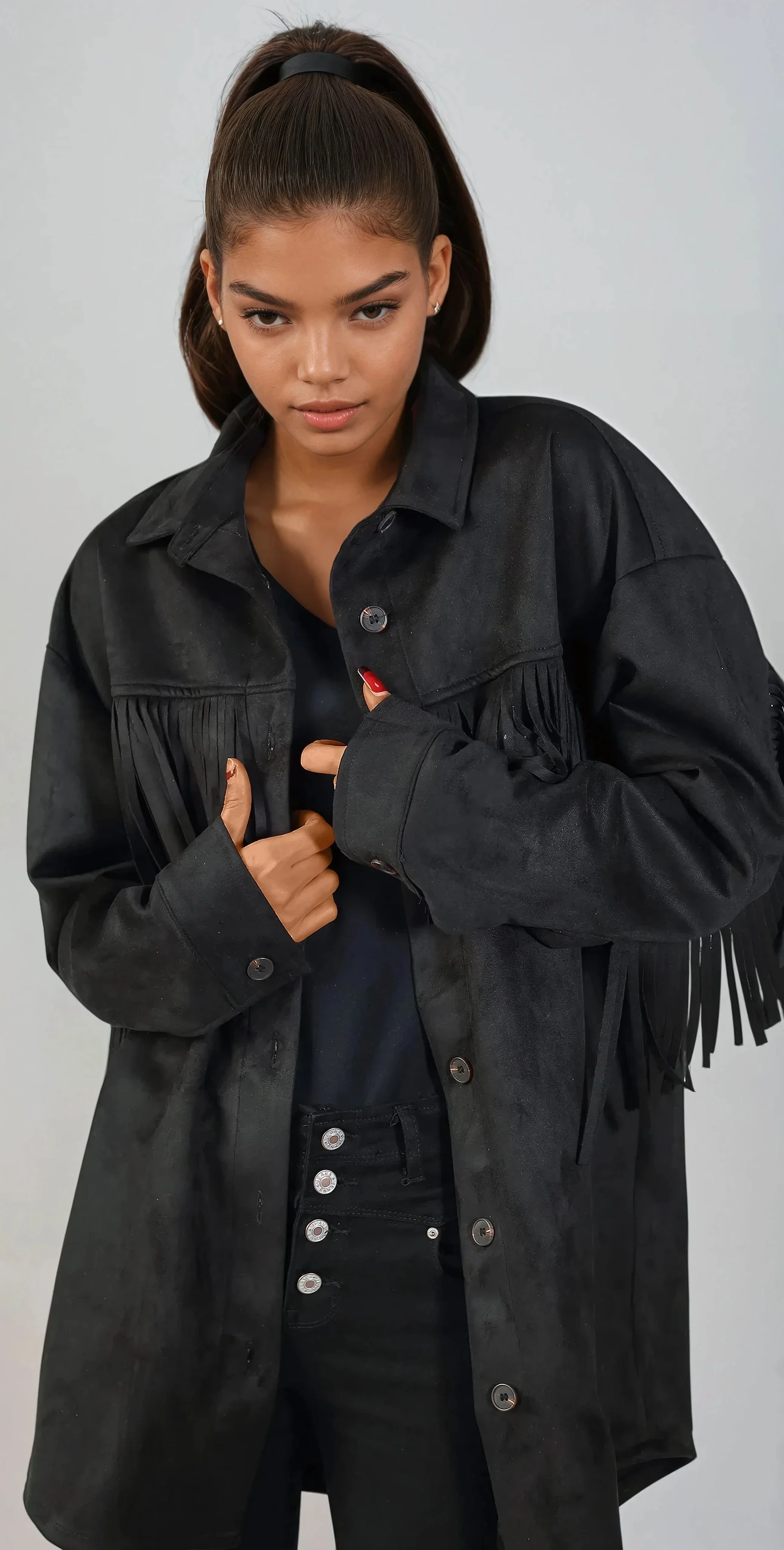 Perfect Fringe Jacket - Black