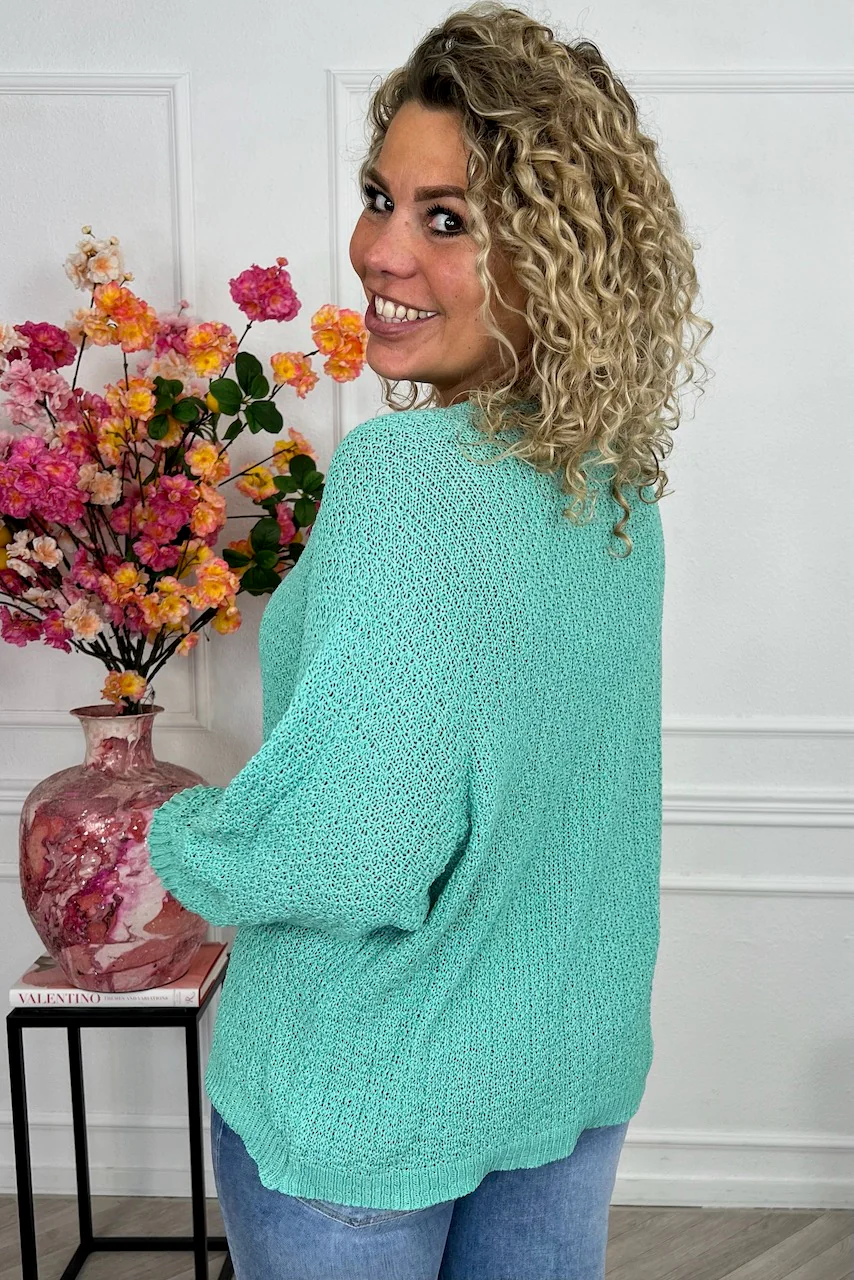 Perfect Knitted Spring Sweater - Aqua - Image 3