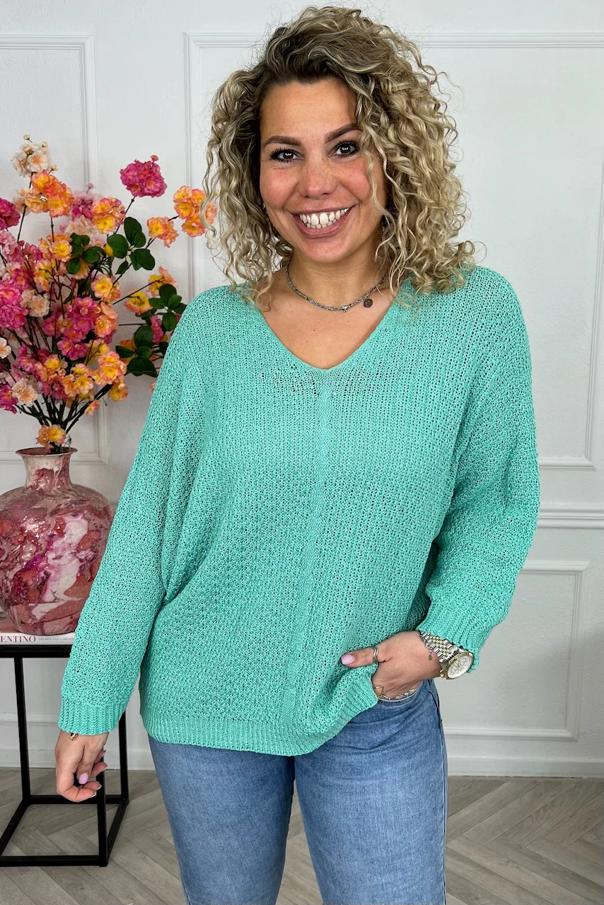 Perfect Knitted Spring Sweater - Aqua - Image 4