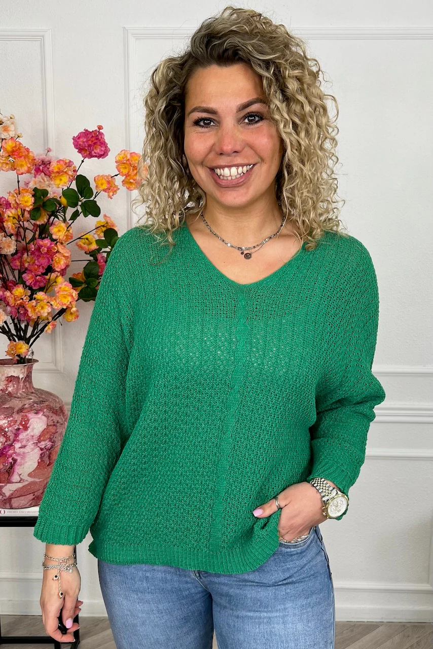 Perfect Knitted Spring Sweater - Bottle Green - Image 2