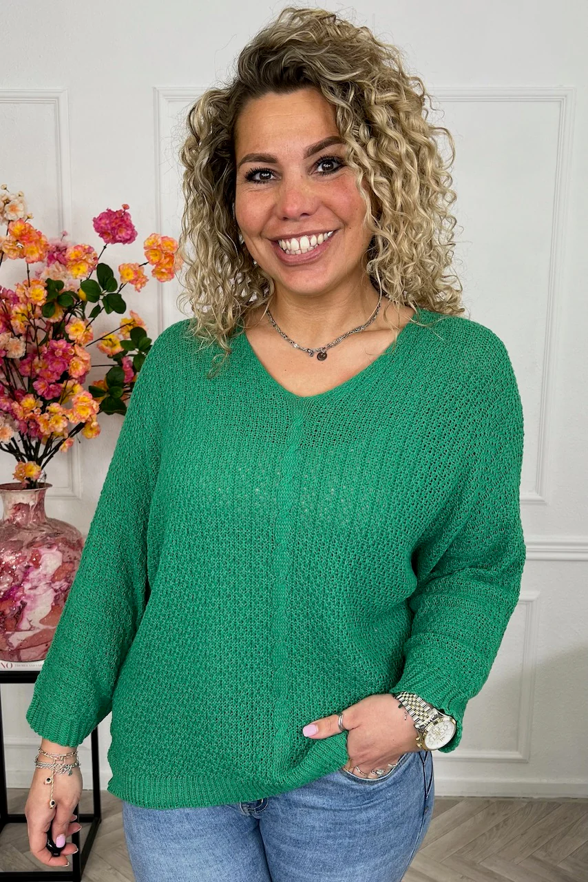 Perfect Knitted Spring Sweater - Bottle Green - Image 4