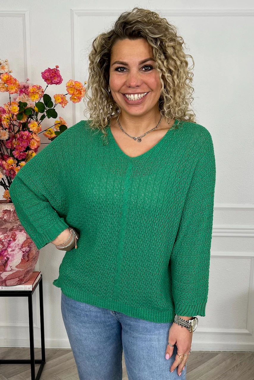 Perfect Knitted Spring Sweater - Bottle Green - Image 5