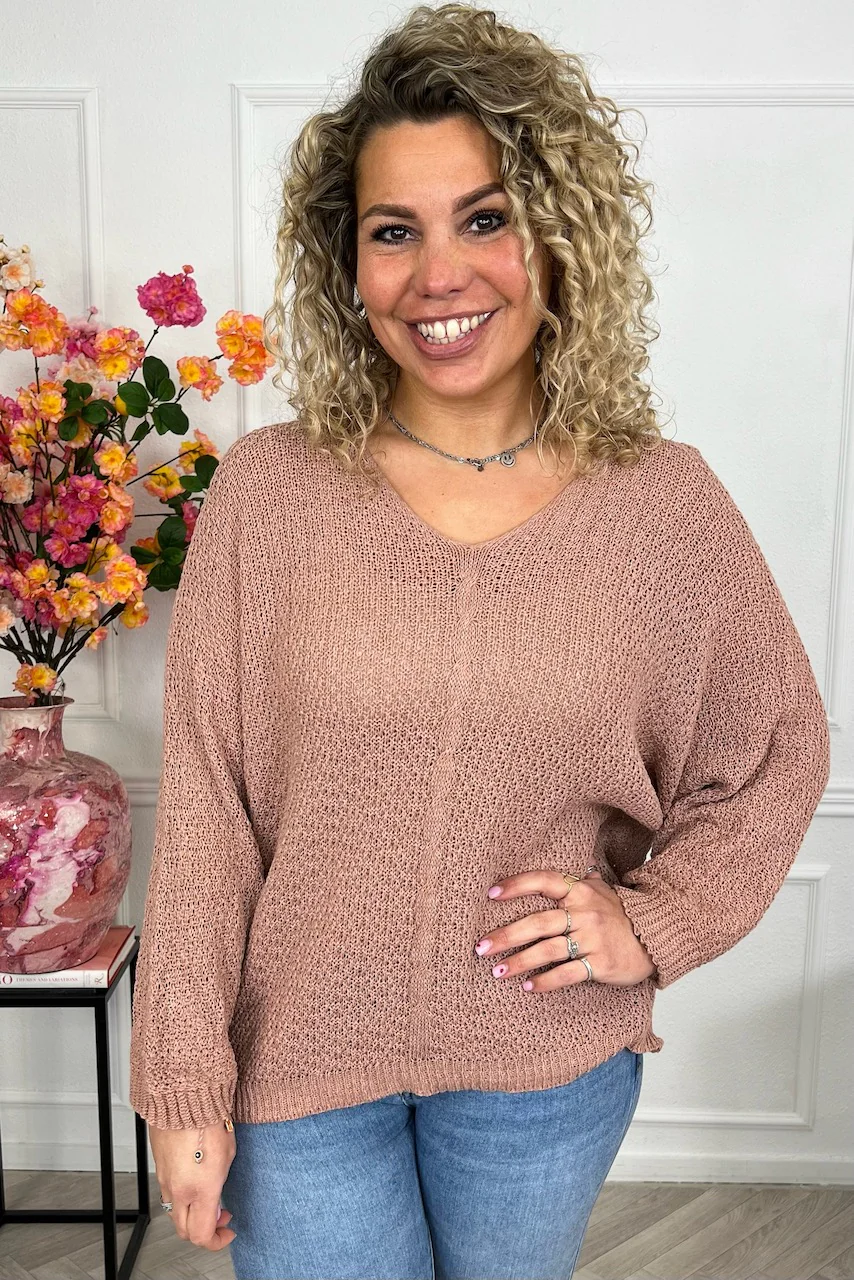 Perfect Knitted Spring Sweater - Camel - Image 2