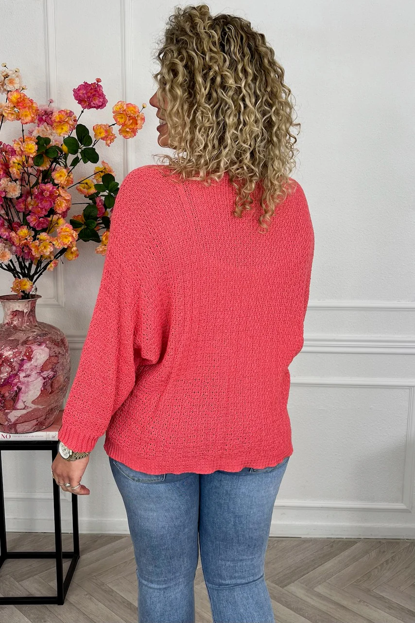 Perfect Knitted Spring Sweater - Coral - Image 2