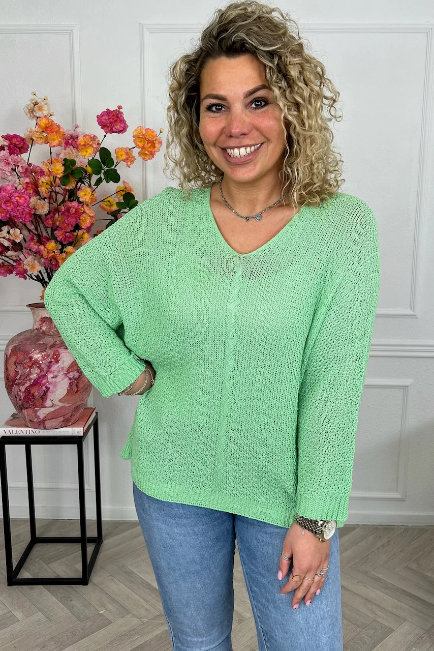Perfect Knitted Spring Sweater - Lime