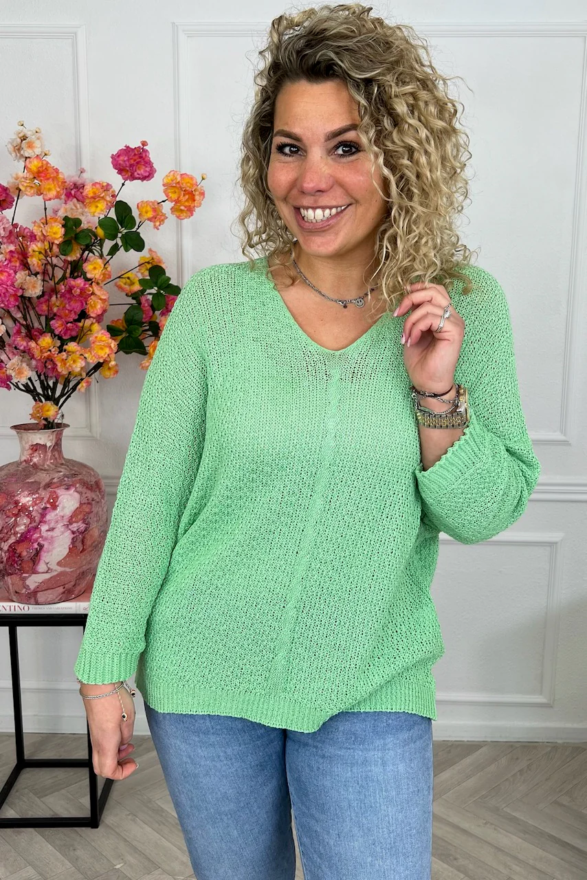 Perfect Knitted Spring Sweater - Lime - Image 2