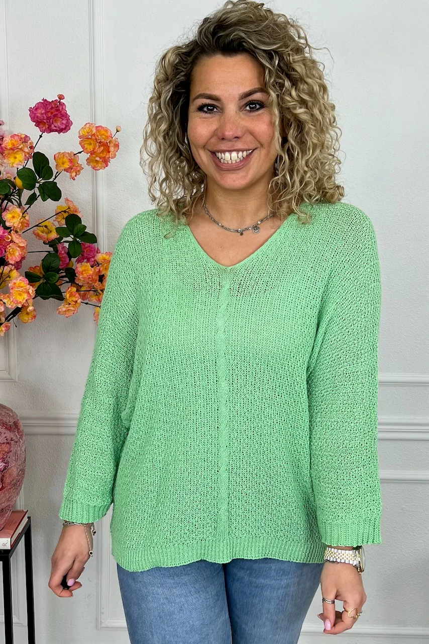 Perfect Knitted Spring Sweater - Lime - Image 4