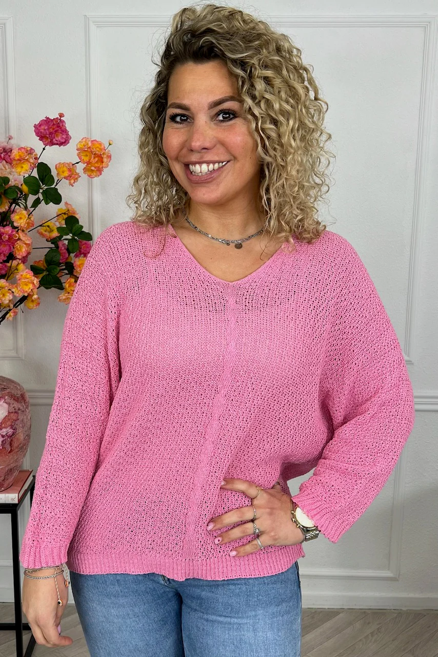 Perfect Knitted Spring Sweater - Pink - Image 2