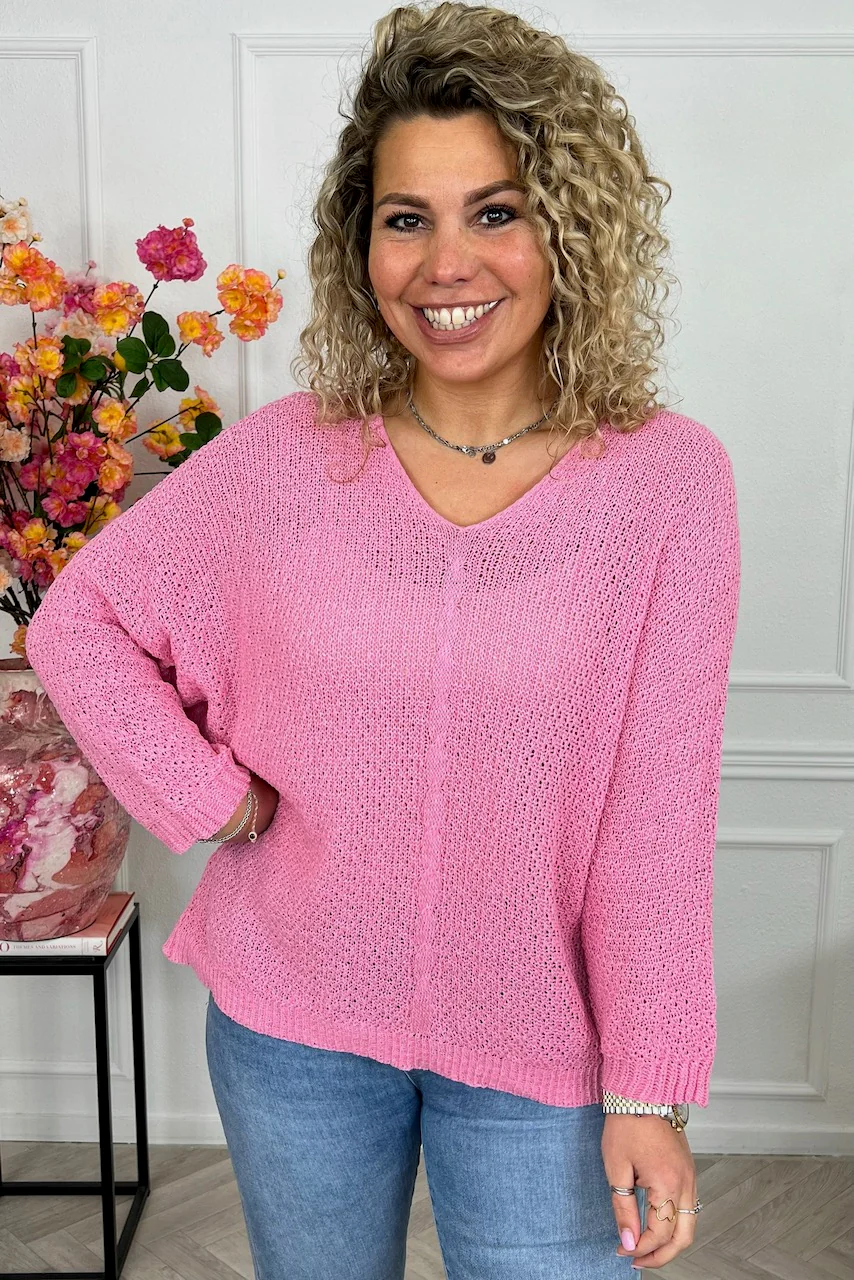 Perfect Knitted Spring Sweater - Pink - Image 4