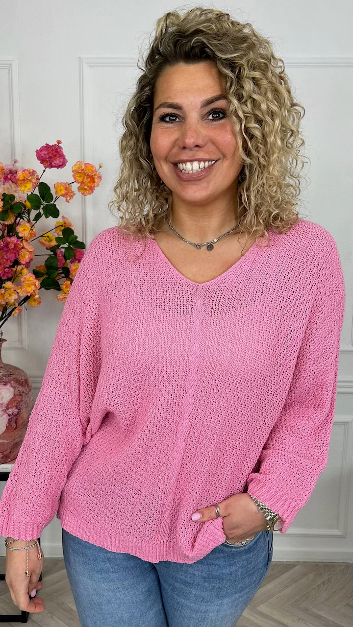 Perfect Knitted Spring Sweater - Pink - Image 5