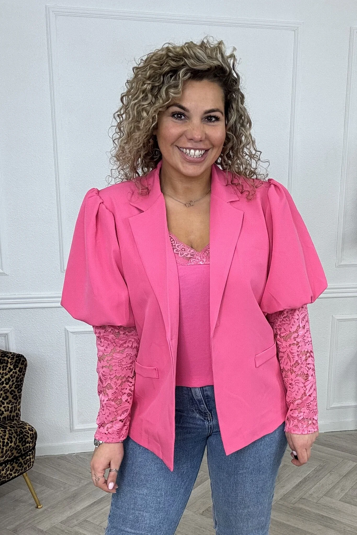 Perfect Lace Blazer - Fuchsia