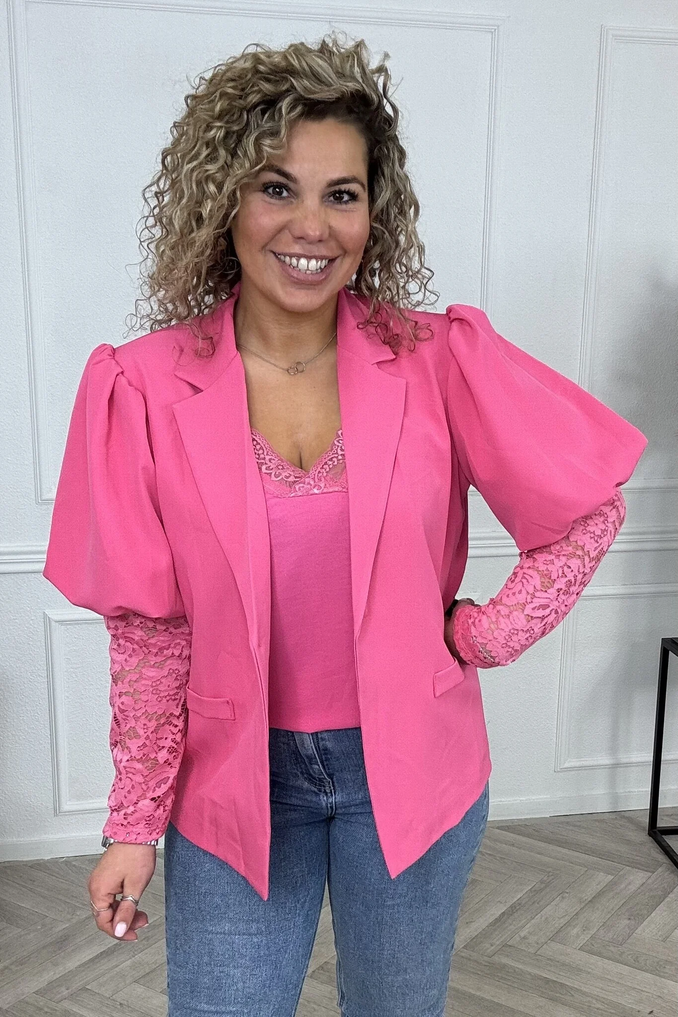 Perfect Lace Blazer - Fuchsia - Image 4