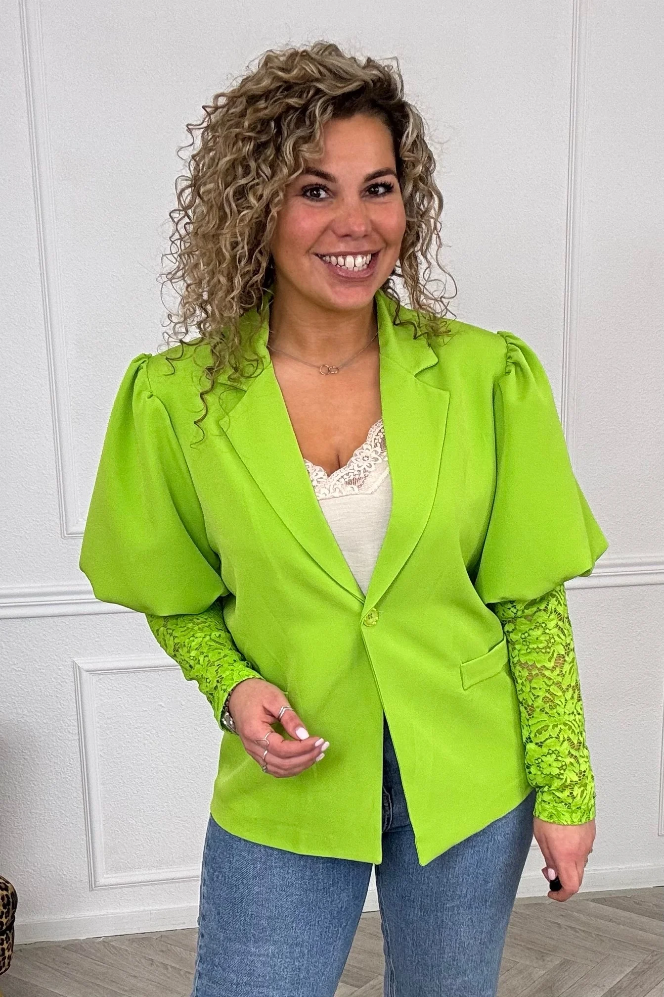 Perfect Lace Blazer - Lime Green