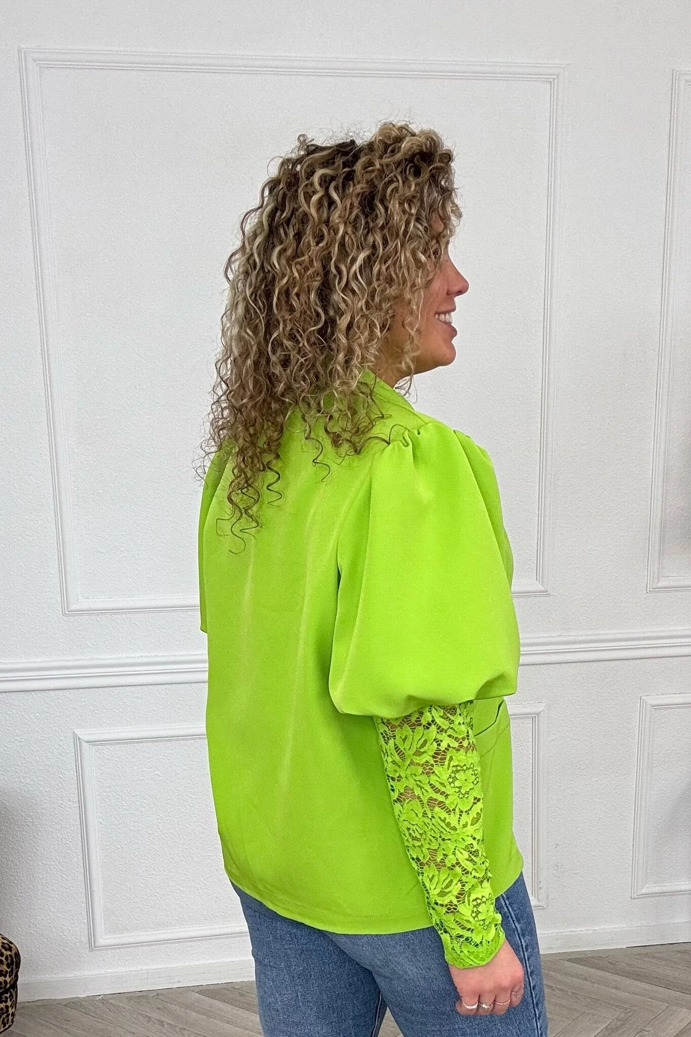 Perfect Lace Blazer - Lime Green - Image 3