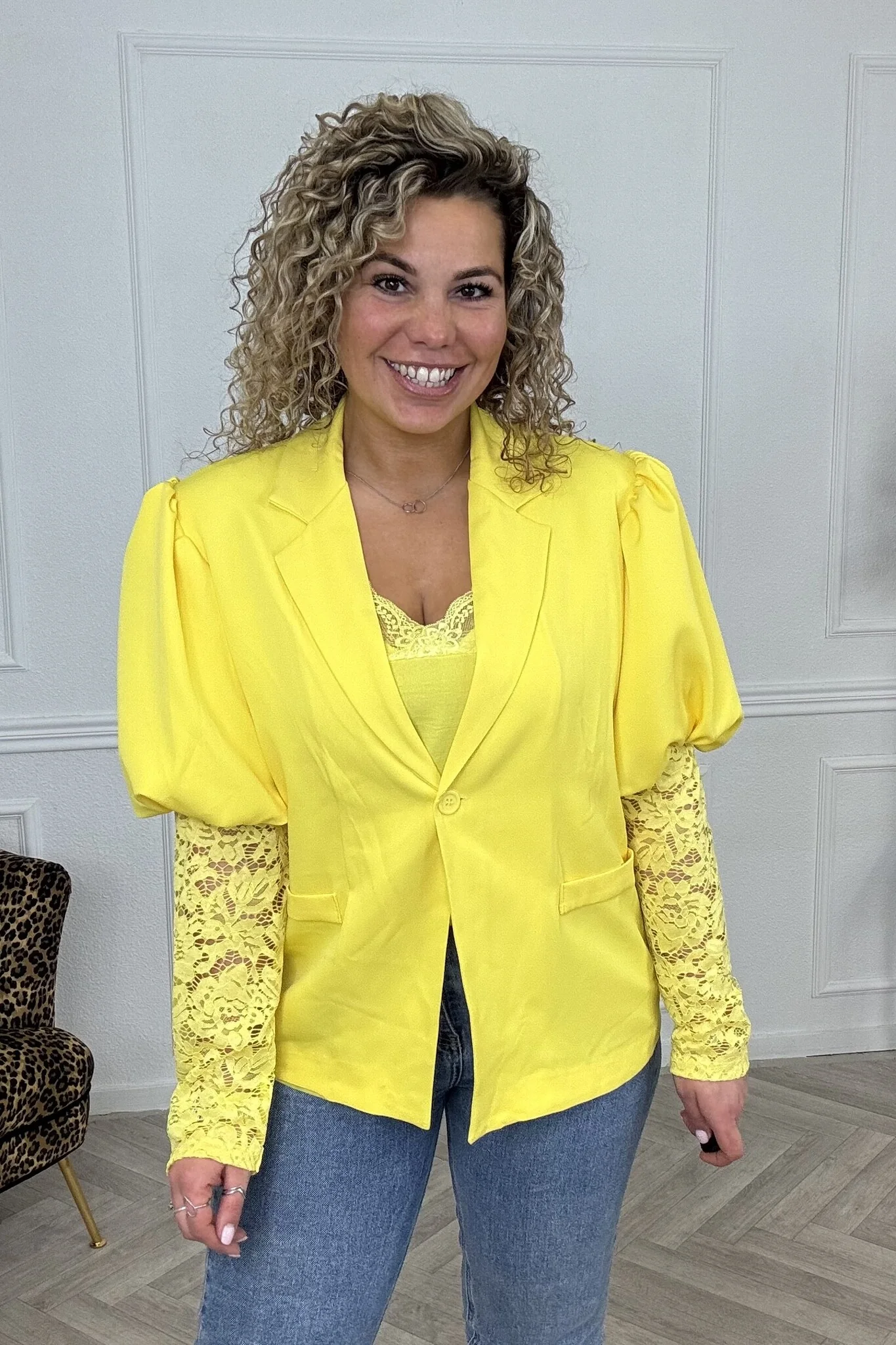 Perfect Lace Blazer - Yellow