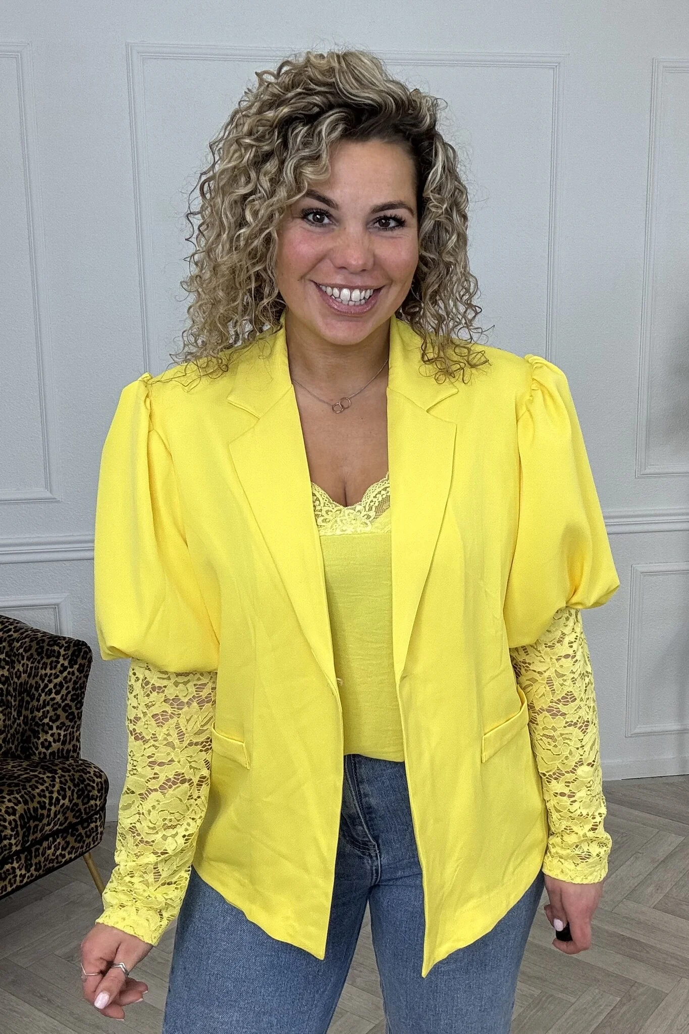 Perfect Lace Blazer - Yellow - Image 4