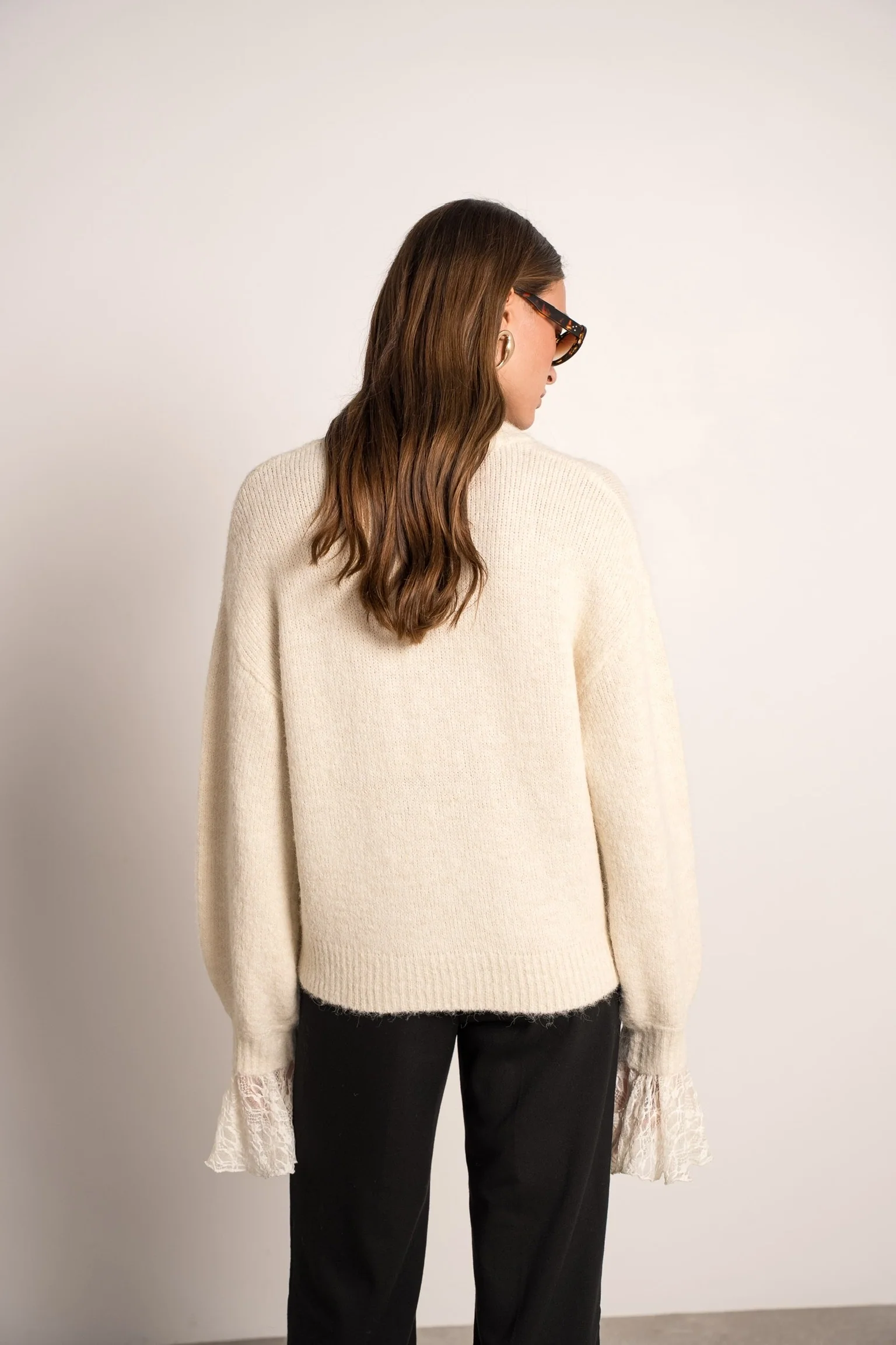 Perfect Lace Sleeve Sweater - Beige - Image 4