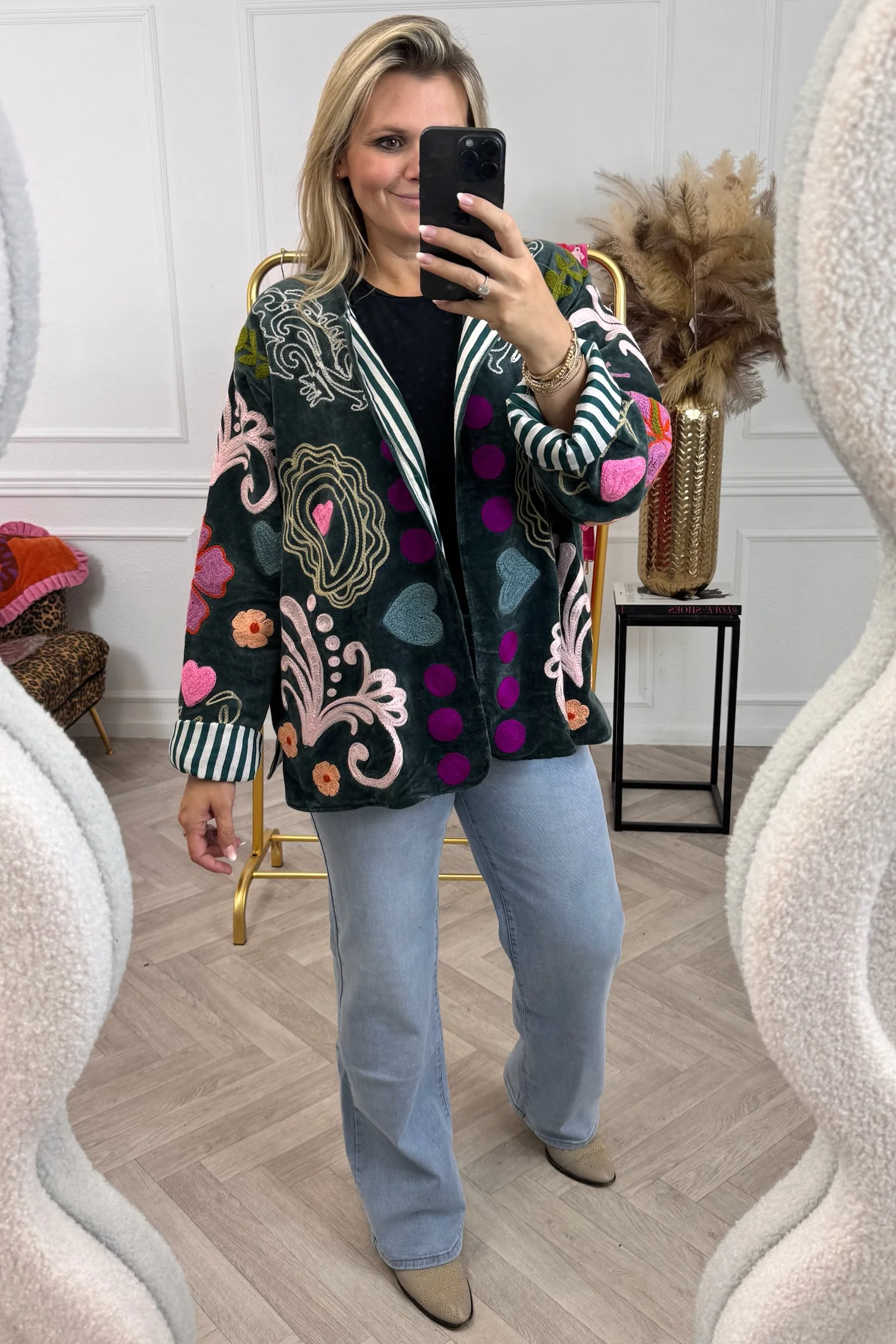 Perfect Love Embroidery Jacket - Grey - Image 5