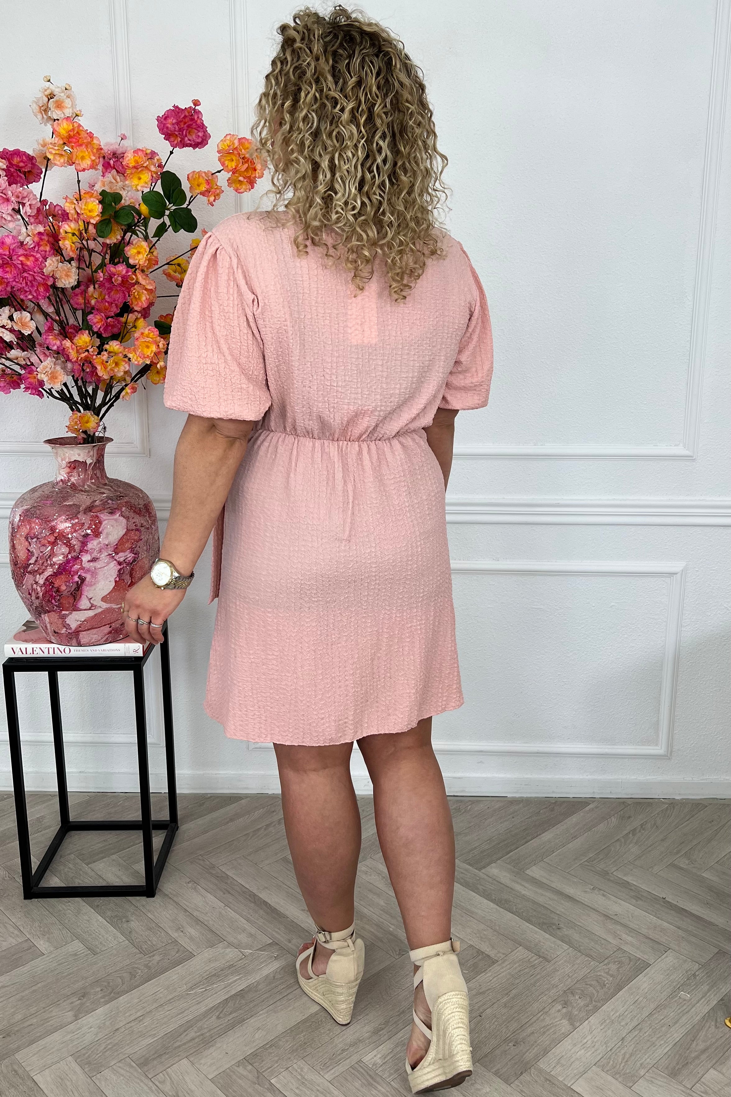 Perfect Puffy Sleeve Wrap Dress - Pink - Image 7