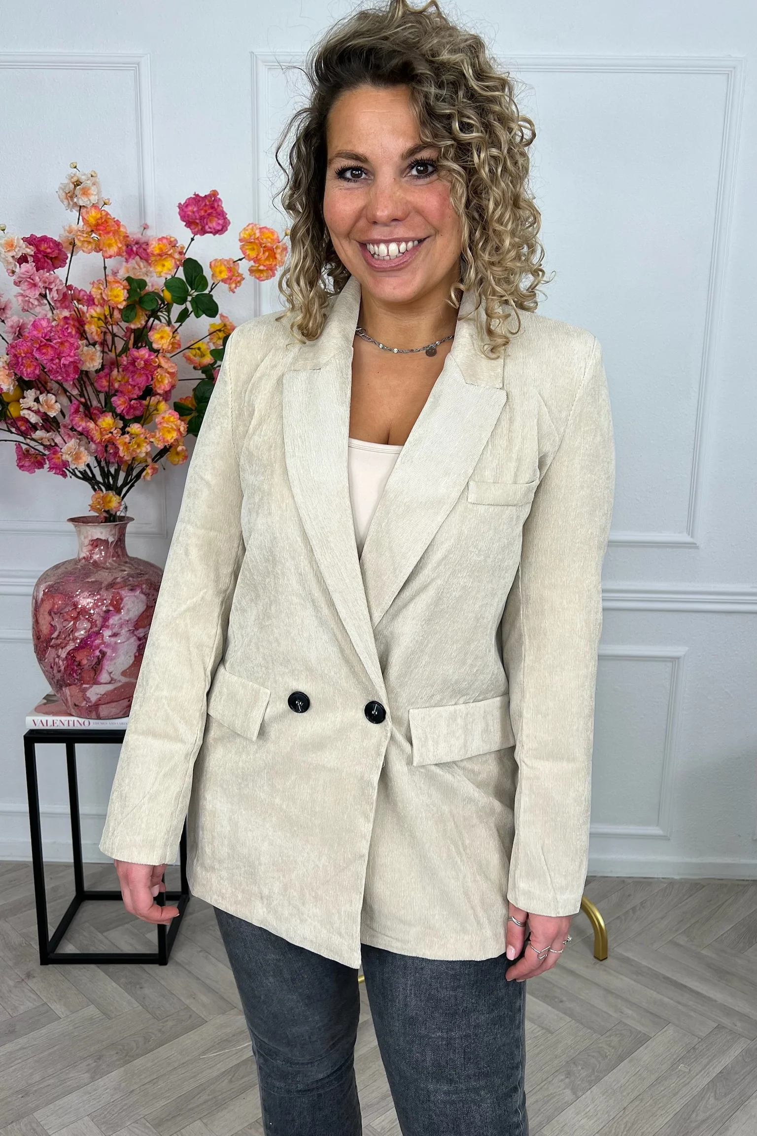 Perfect Rib Blazer - Beige - Image 2