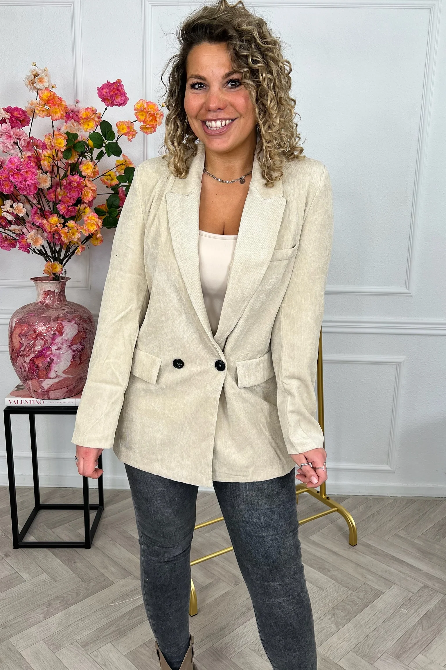 Perfect Rib Blazer - Beige - Image 4