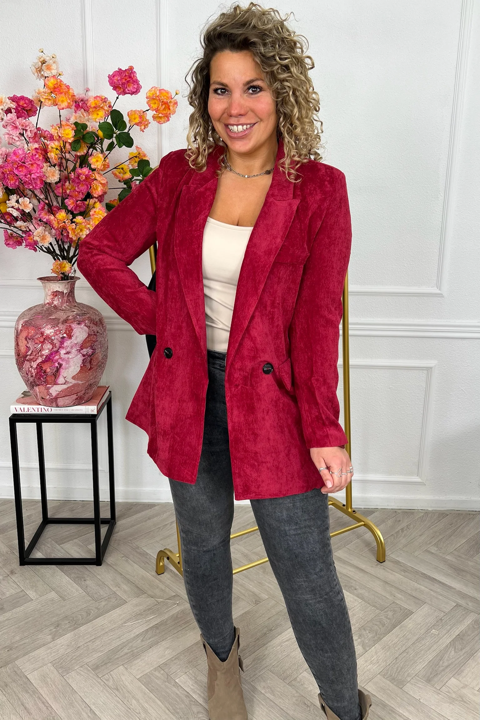 Perfect Rib Blazer - Bordeaux - Image 2