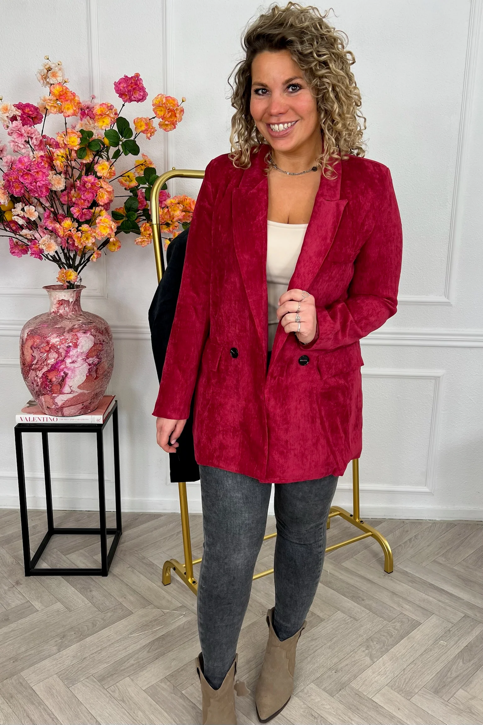 Perfect Rib Blazer - Bordeaux - Image 3