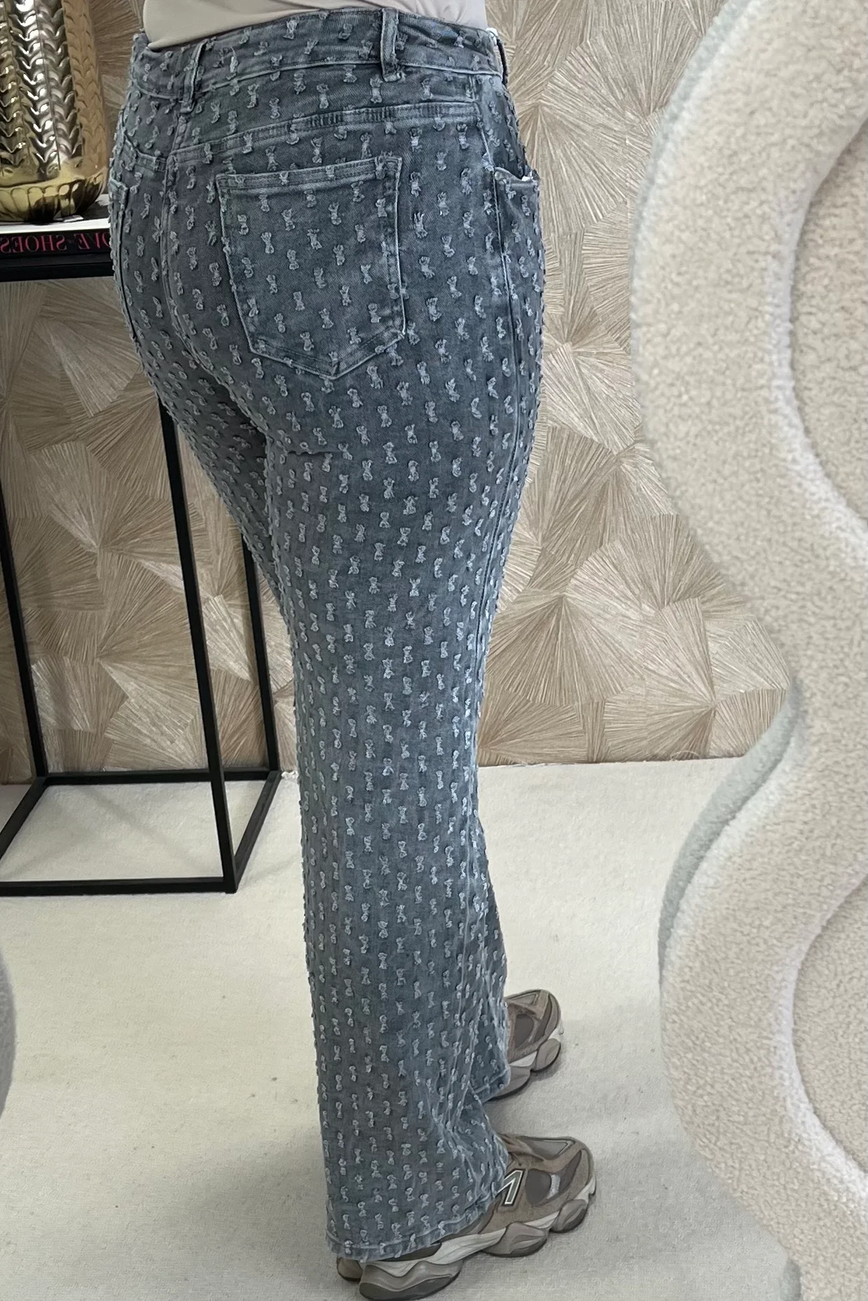 Perfect Ripped Wide Leg Jeans - Grey - Image 2