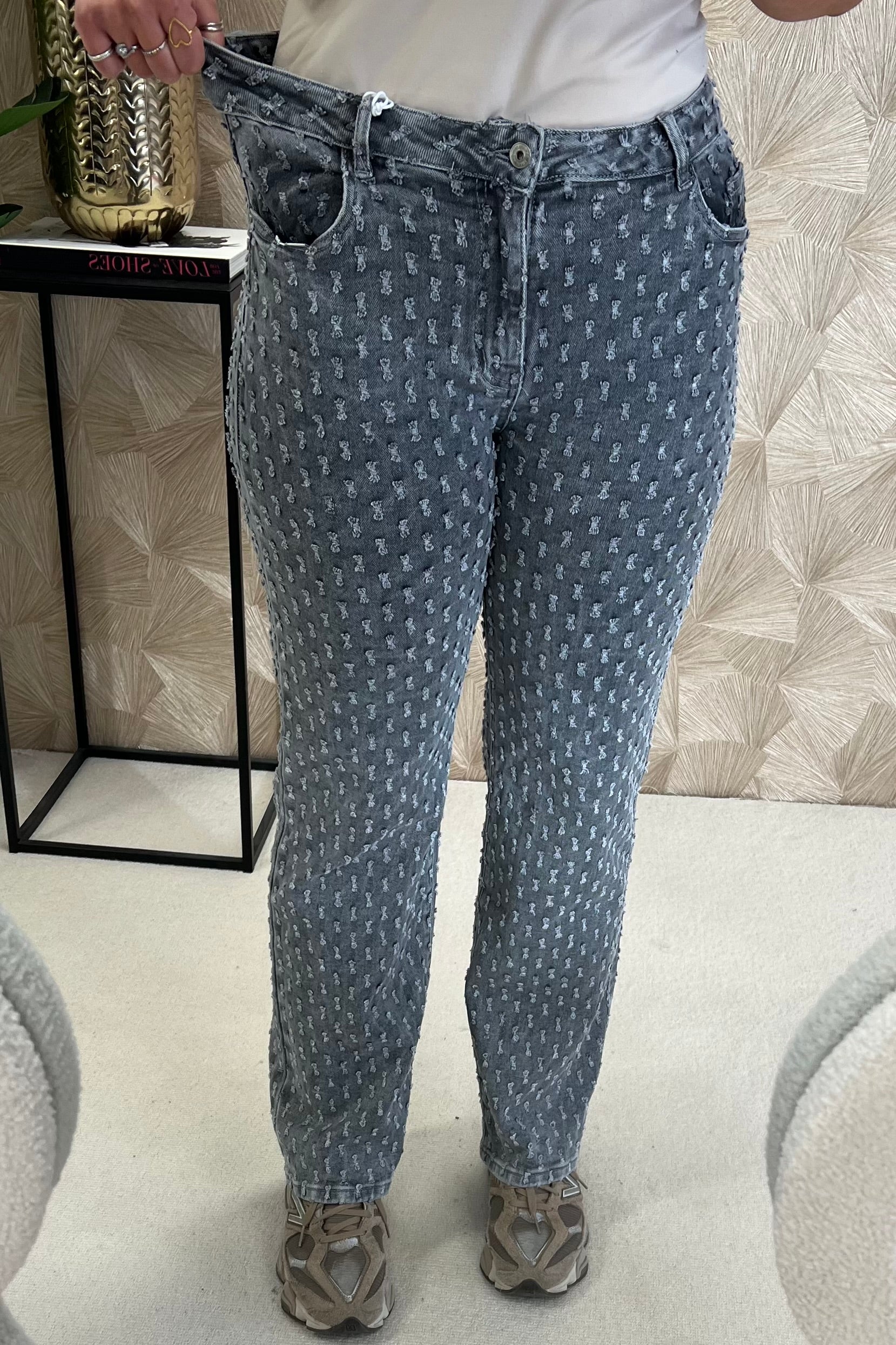 Perfect Ripped Wide Leg Jeans - Grey - Image 3