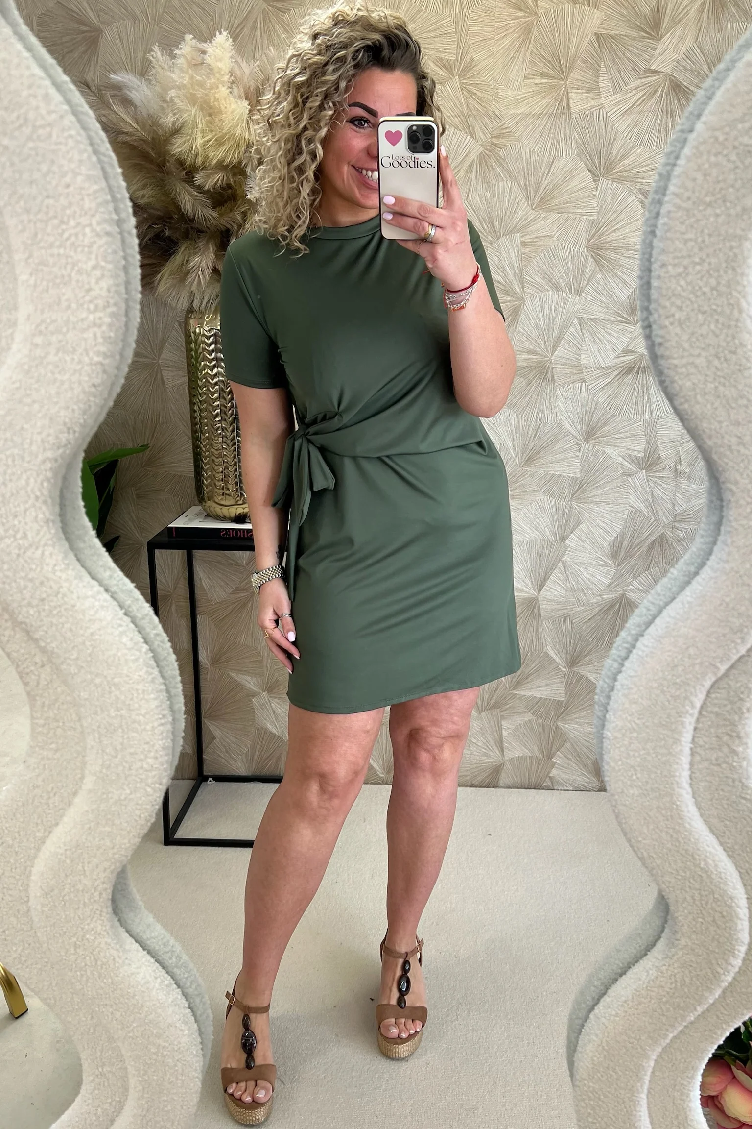 Perfect Side Strik Dress - Armygreen