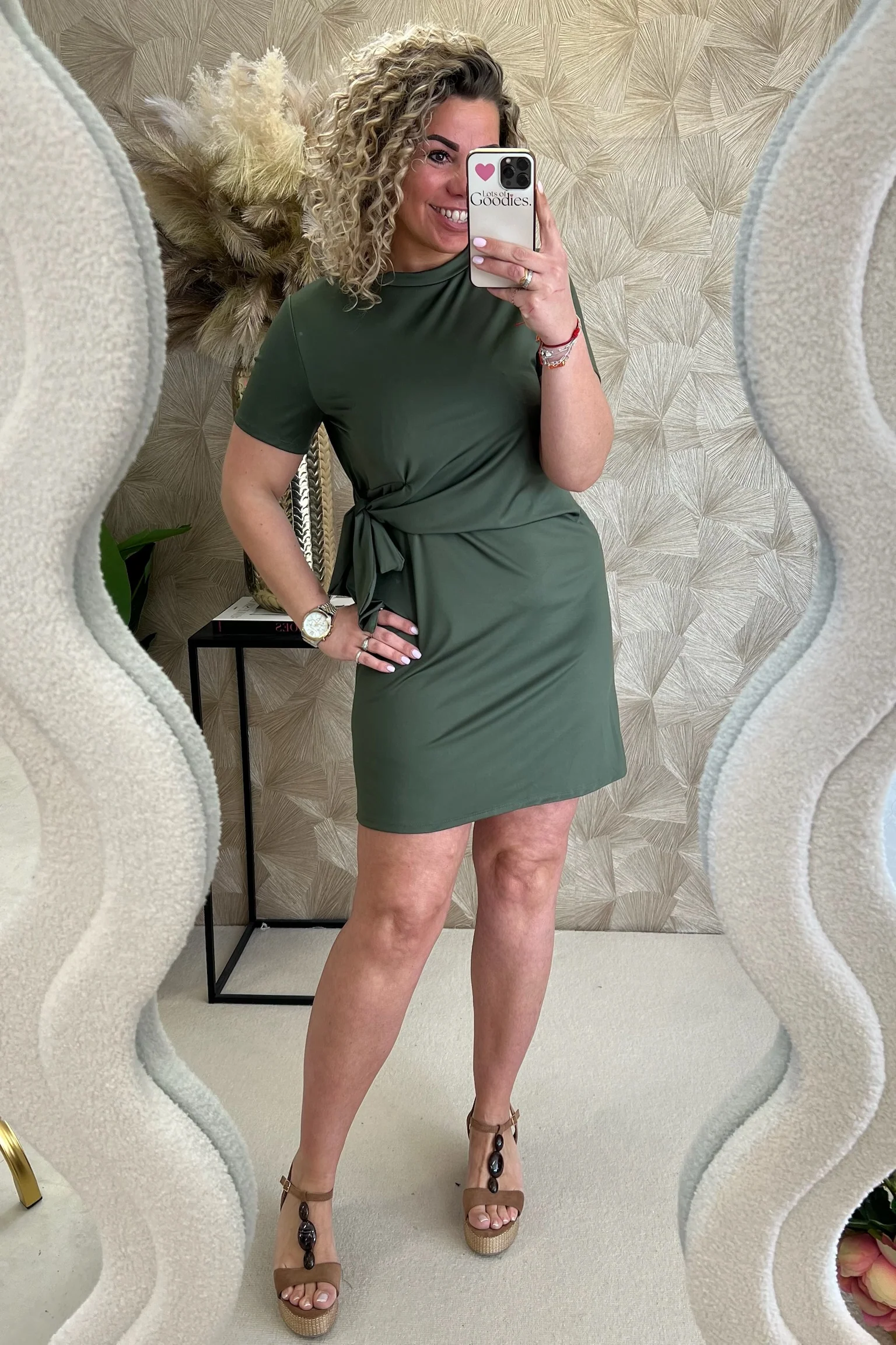 Perfect Side Strik Dress - Armygreen - Image 2
