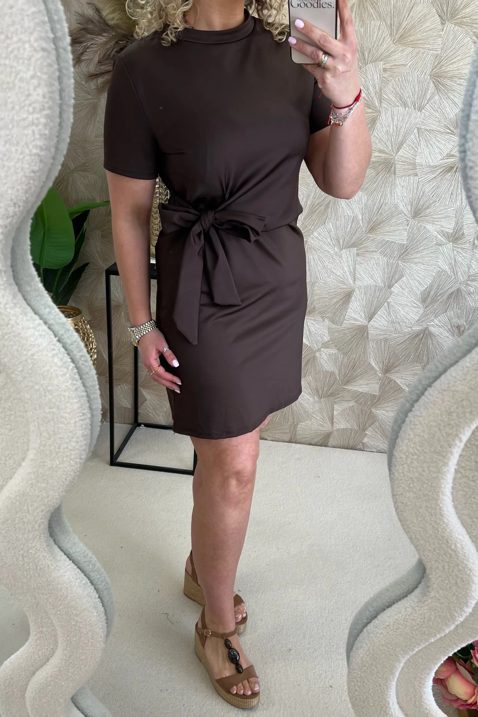 Perfect Side Strik Dress - Brown - Image 2