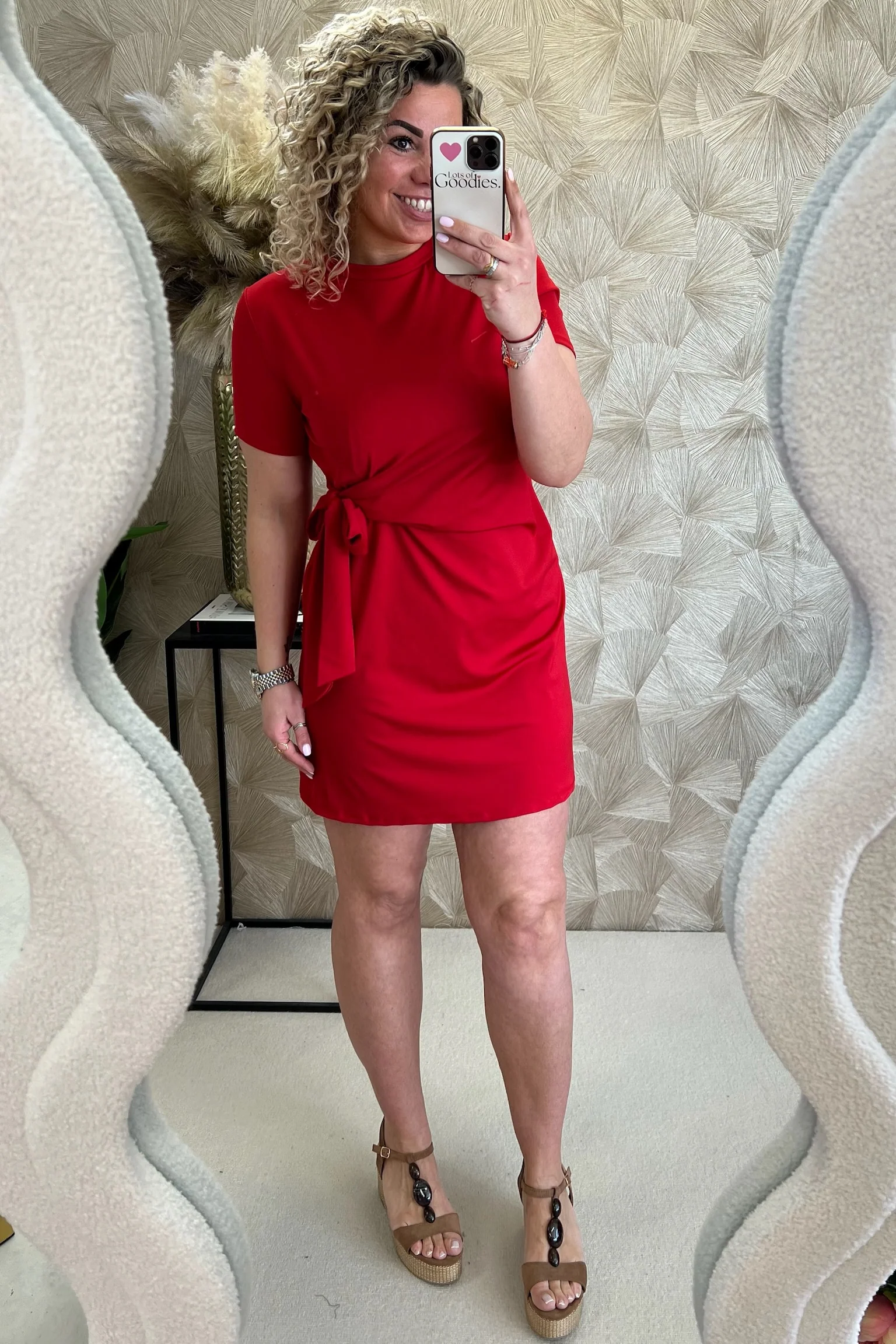 Perfect Side Strik Dress - Red - Image 2