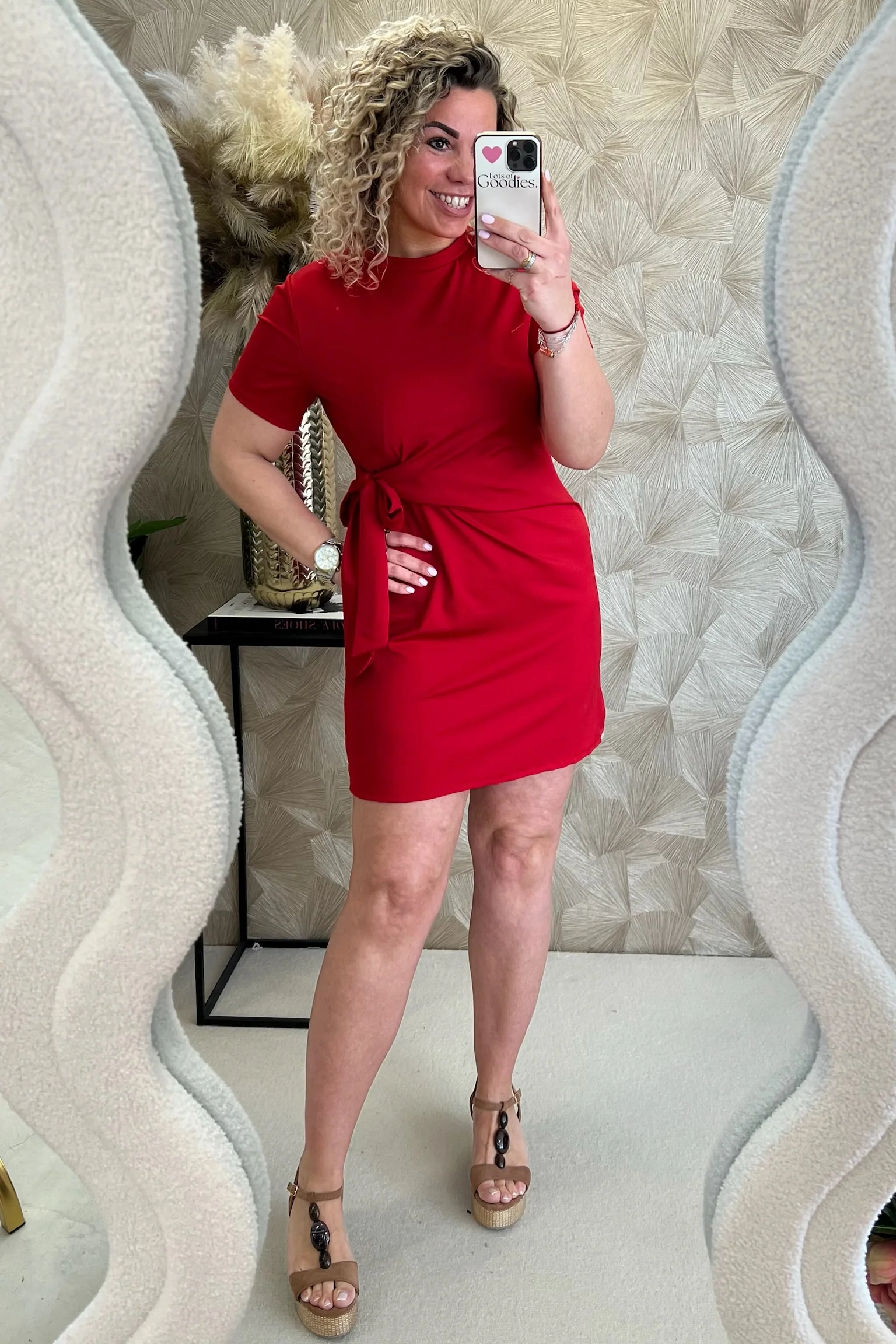 Perfect Side Strik Dress - Red - Image 3